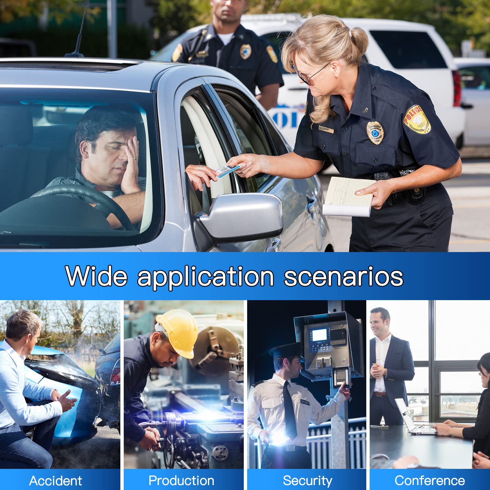 CAMMHD Cámara Corporal C8 128G 1296P con Grabación de Audio y Video, 11-12 Horas de Autonomía, Visión Nocturna Body Cam Resistente al Agua IP67, Memoria Ampliable, para Aplicación de la Ley, Seguridad