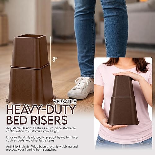 Miniatura 3 de Utopia Bedding Elevadores Ajustables para Muebles de Cama - Elevación en Alturas de 3, 5 u 8 Pulgadas Elevadores de Servicio Pesado para Camas