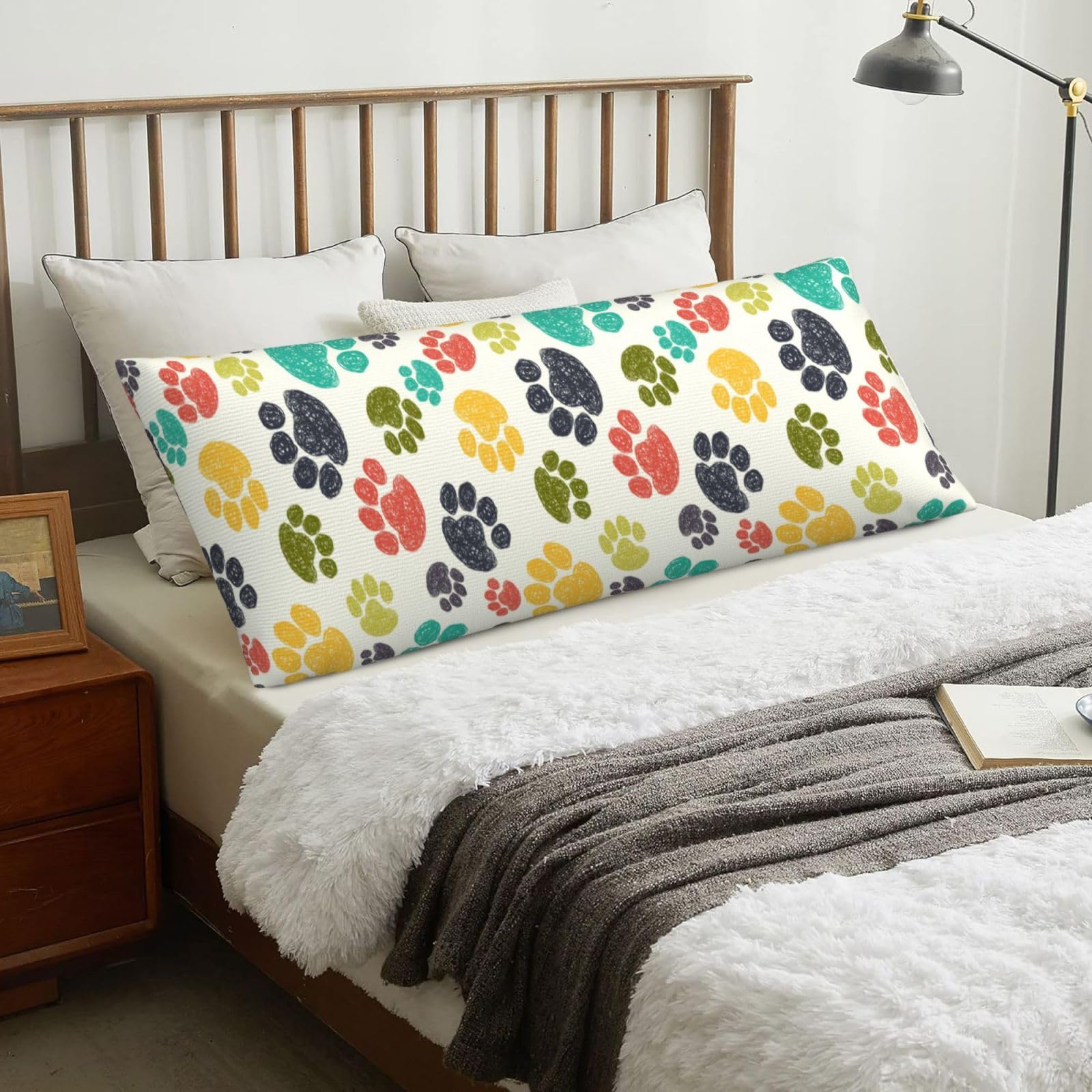 Cute Dog Paw, Body Pillow Cover with Zipper,Long Body Pillowcase 20 x 60 in