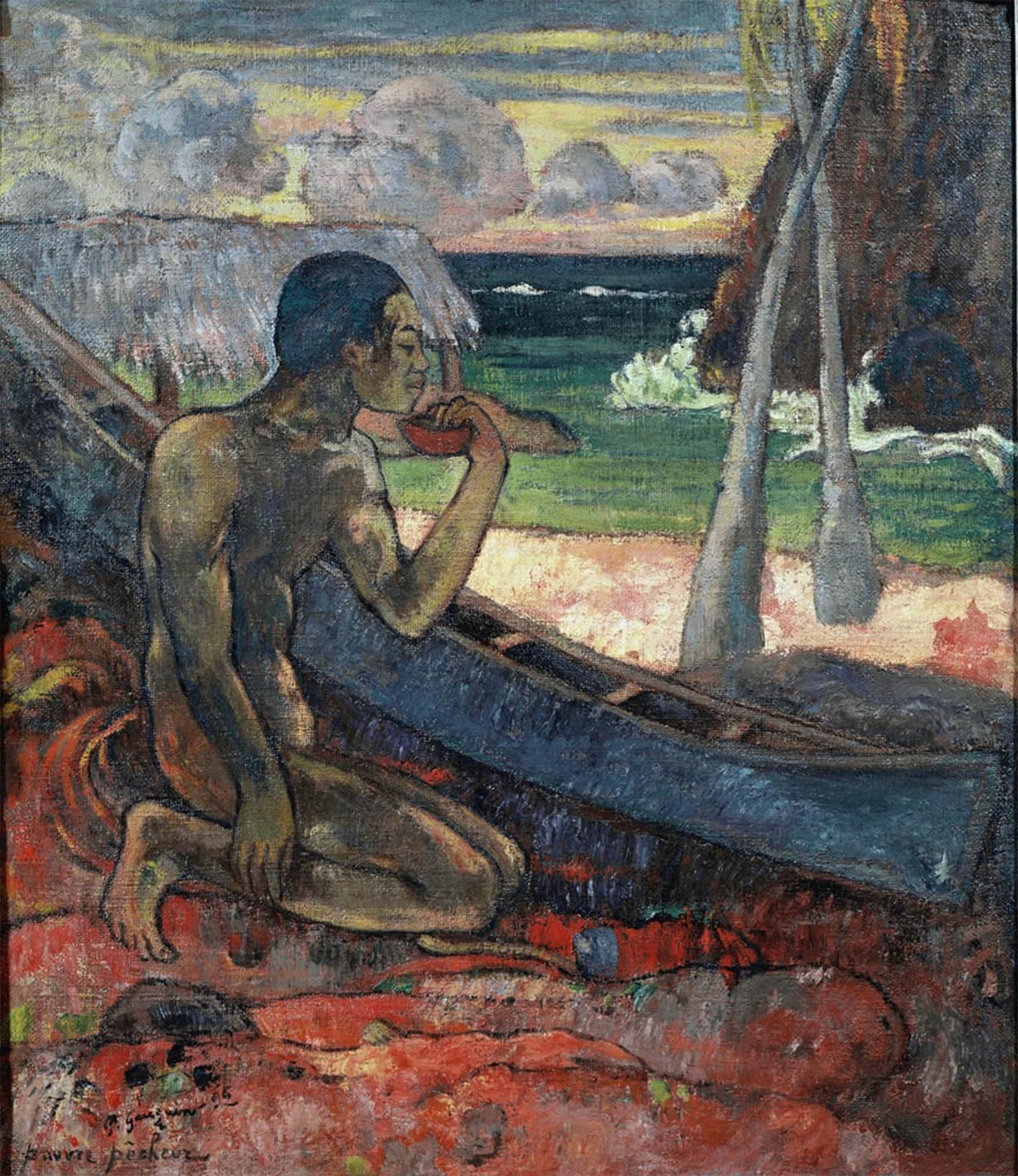 ARTXLXXBN Famous Painting Canvas Artwork Graffiti Print Poor Sinner by Paul Gauguin Portrait Canvas Image for Home Decor 60x90cm