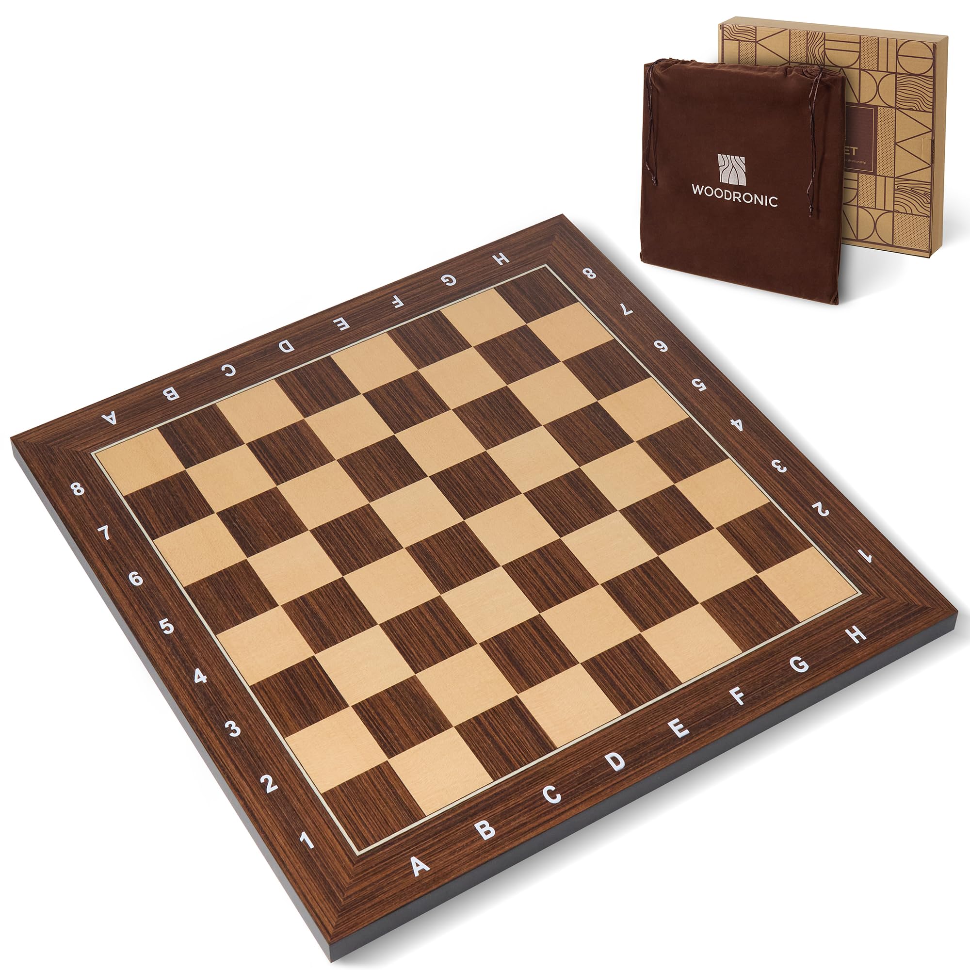 Wooden Chess Board 21 Inch - Professional Tournament Chessboard Only, Premium Wood Board Game with Notation, Scratch-Resistant UV Coating, Portable Table Chess Board No Pieces with Gift Package