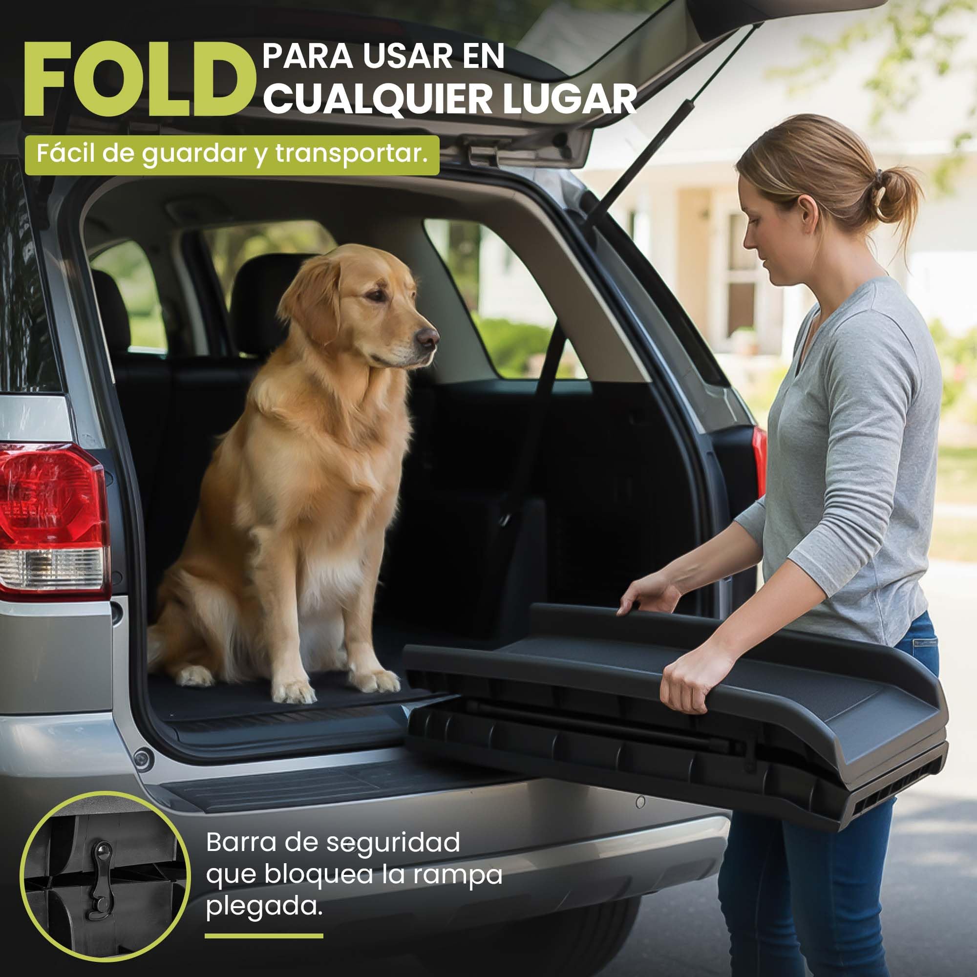 all Pets United® Rampa Plegable para Perros y Gatos Peldaño de Entrada para el Maletero del Coche Escaleras para Mascotas para Animales Grandes y pequeños (Rampa)