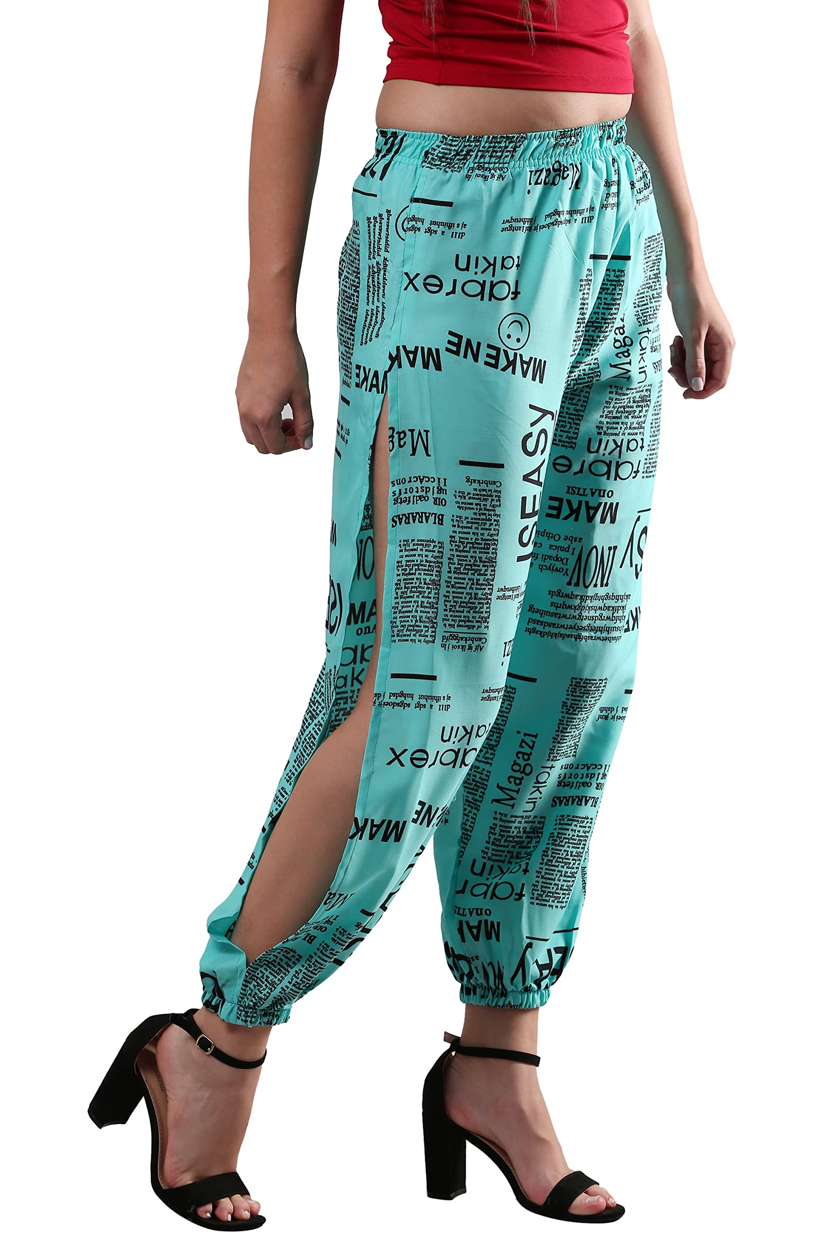The Dance Bible Women Printed Thigh Slit Dance Yoga Harem Pants-picture-21