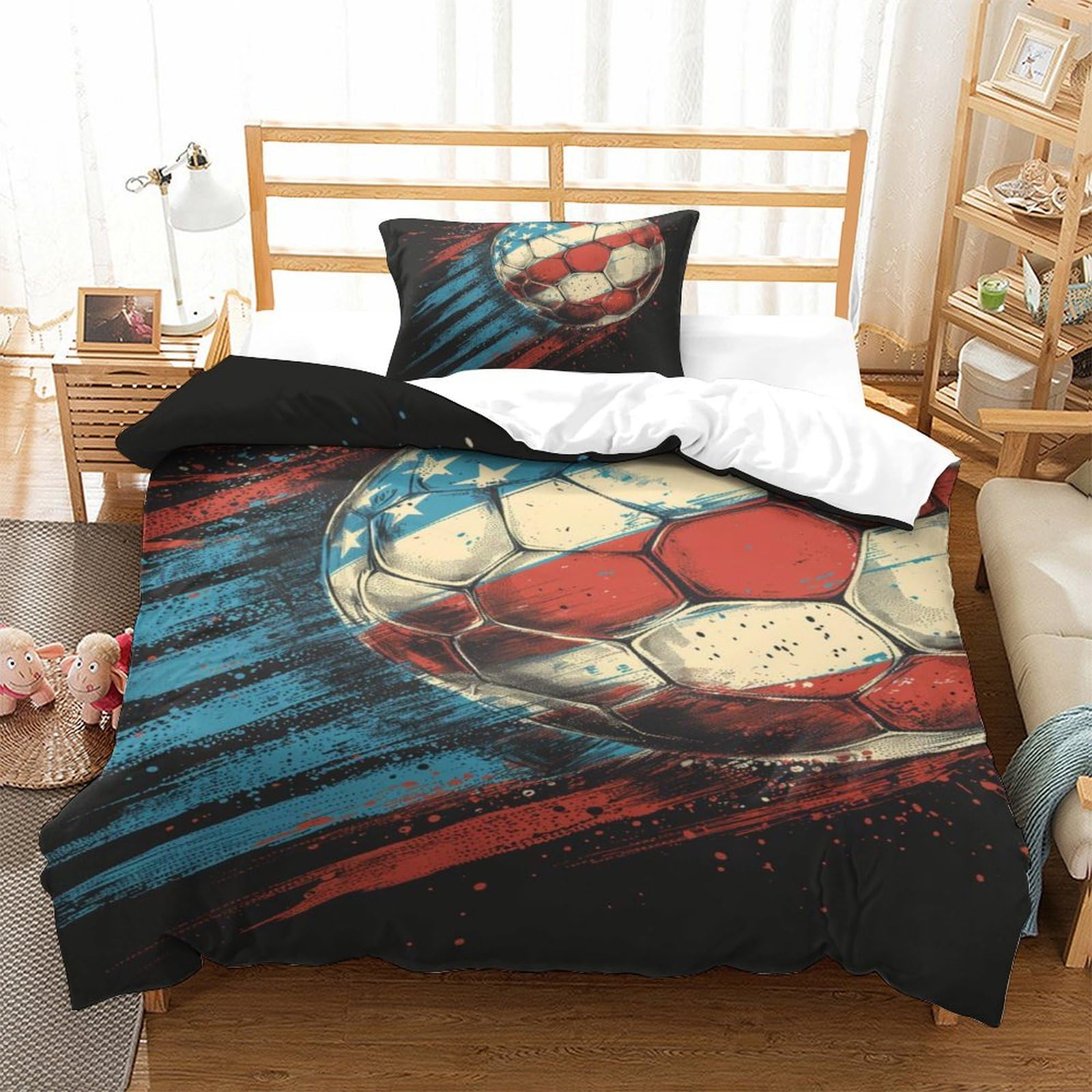 Housse de couette football 3D le cadeau idéal en microfibre pour lit d'enfant passionné