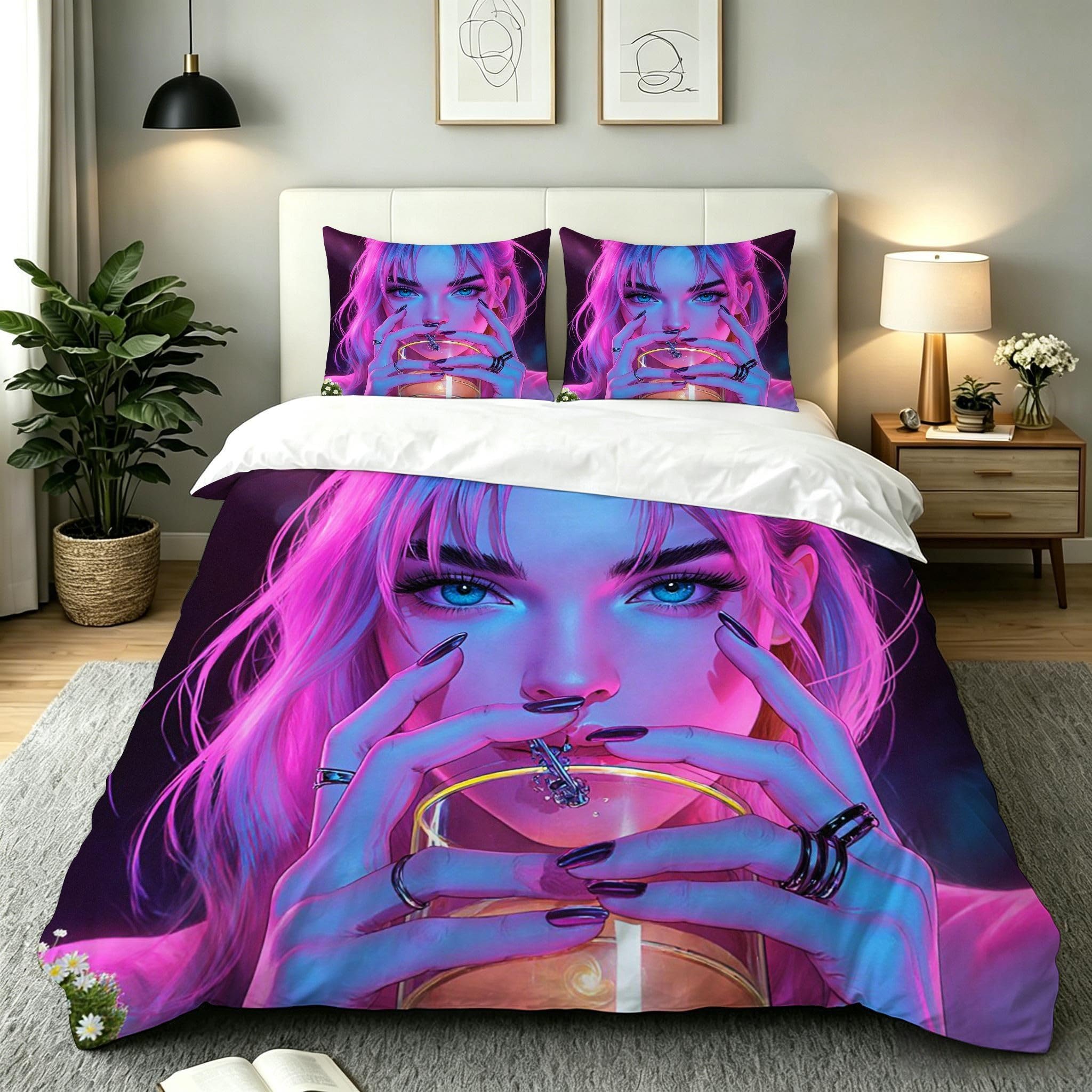 Housse de couette 220x240 rose soyeux qui ne décolore pas au lavage