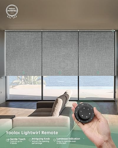 Miniatura 69 de Yoolax Persianas motorizadas con control remoto, persianas inteligentes opacas de tela motorizada funcionan con Alexa, persianas automáticas