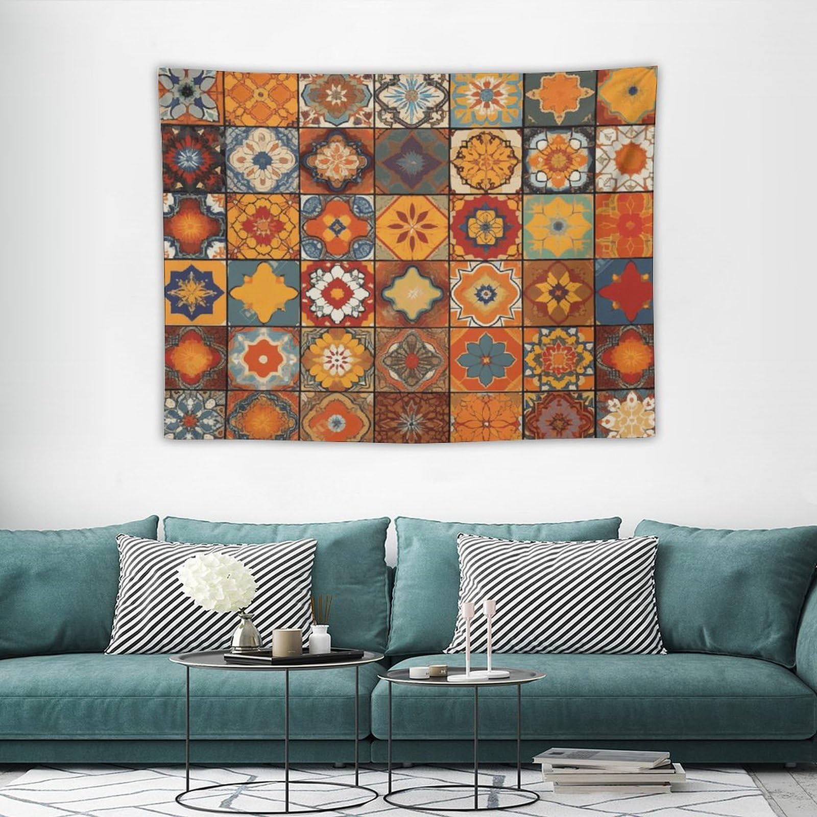 Tapestry Wide Wall Hanging Group of Moroccan Geometric Tapestry Soft Lightweight Wall Blanket Funny Tapestry Aesthetic Background Wall Art Home Decor Vintage Mural for Bedroom Dorm Living Room 30"x40