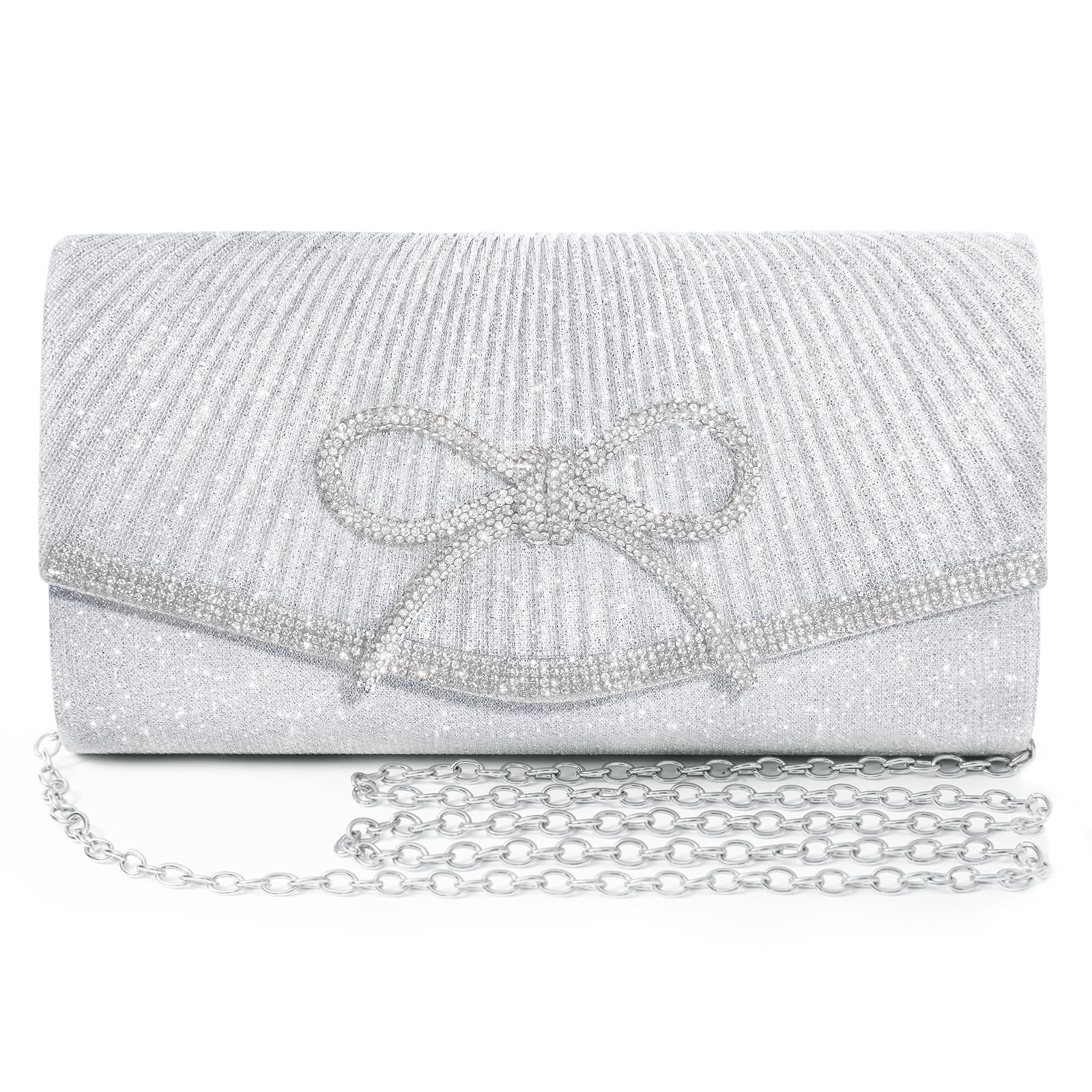 Nexellent Evening Bag Clutch Purses for Women,Sparkly Bow Handbags Crossbody Bag Wedding Bag Glitter Rhinestone Party