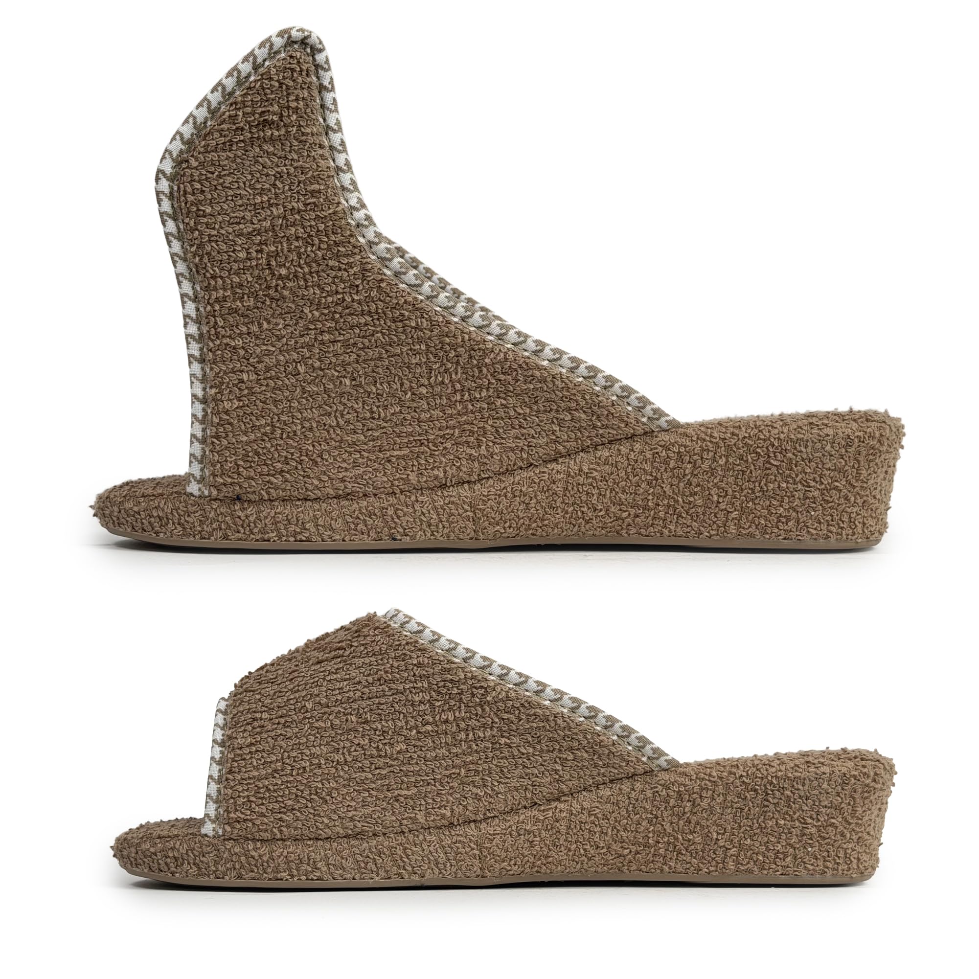 Chaussons Femme Ouvert en Tissu Éponge Pantoufles à Scratch Réglables pour Pieds Gonflés Sandales Liège