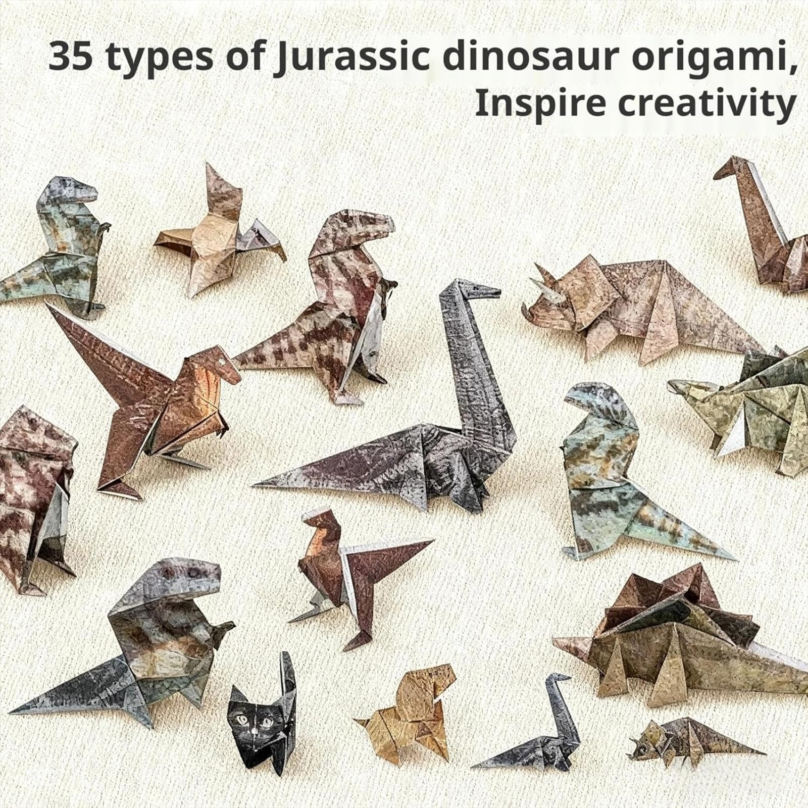 Kilibili 3D Dinosaur Origami Kit, 35PCS DIY Paper Craft for Kids Creative Animal Activity for Boys & Girls - Image 3