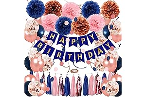 Navy Rose Gold Blue Office Birthday Decoration Kit for a Chic and Stylish Celebration