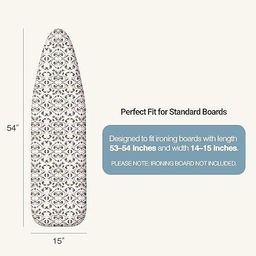 Vista 47 de Funda y almohadilla para tabla de planchar de 18 x 54 pulgadas, algodón natural extra grueso, resistente al quemado y a las manchas, cubierta