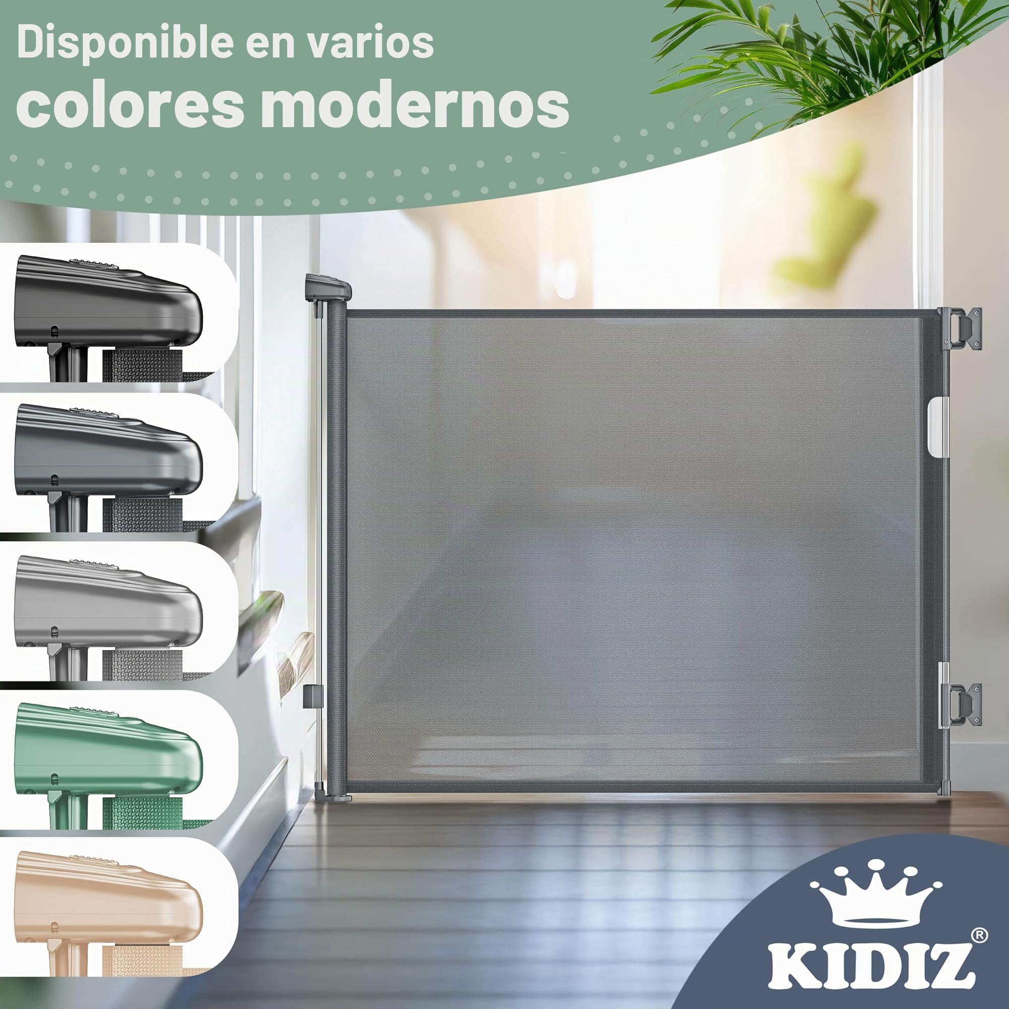 KIDIZ Valla para escaleras, rejilla de protección para puertas, extraíble 0-180 cm, protección contra niños y mascotas, rejilla de protección para escaleras y puertas, rejilla de cierre con anclaje de