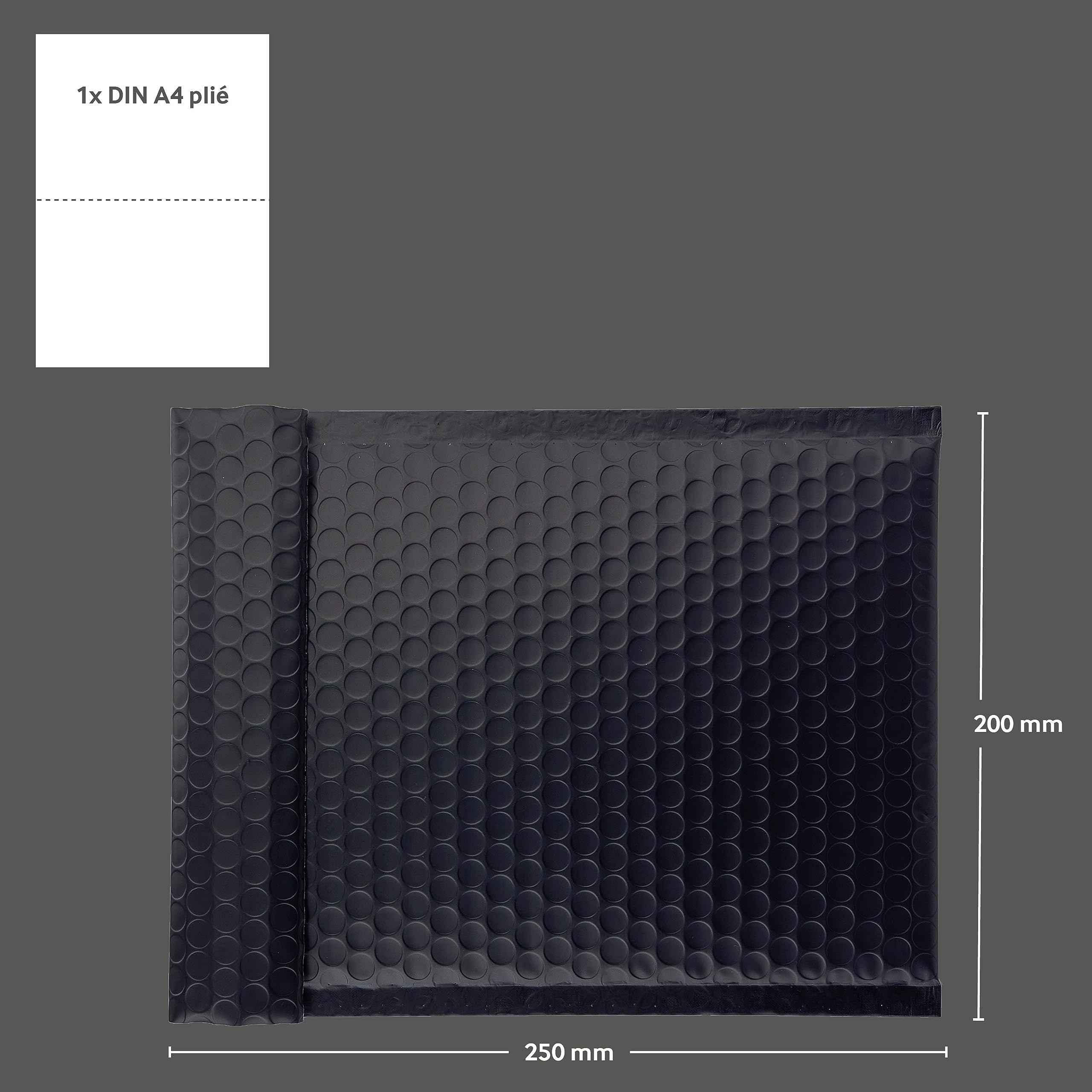 10 Pochettes à Bulles Noires 200 X 250 Mm - Enveloppes Matelassées Métallisées Avec Fermeture Adhésive