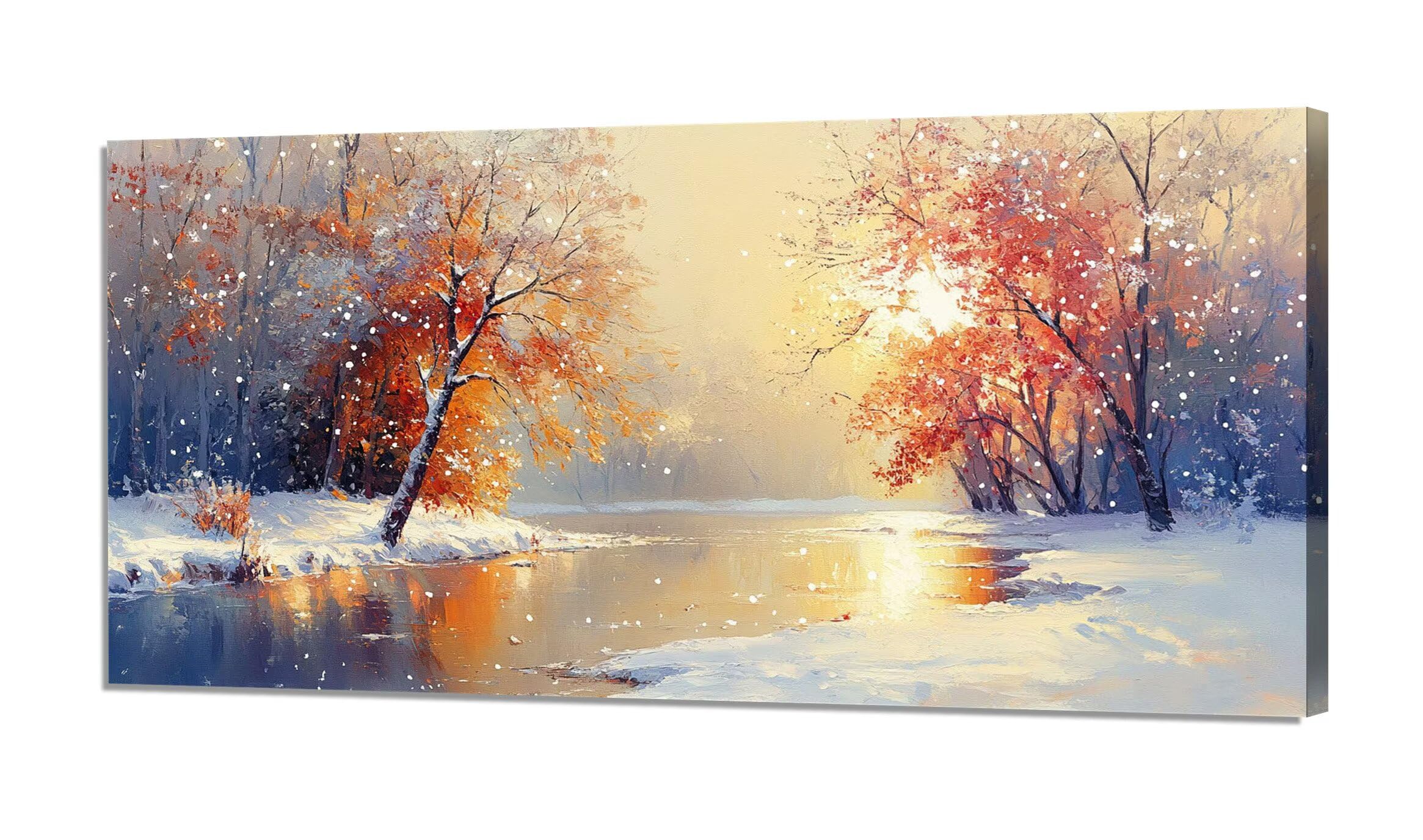 Malowanie po numerach, scena śnieżna, malowanie po numerach, dla dorosłych, duże, 70 x 140 cm, malowanie po numerach, od 9 lat, kreatywny zestaw do majsterkowania z 3 pędzlami i