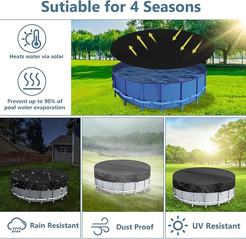Miniatura 6 de BWOGUE Cubierta redonda de piscina de 6 pies, cubiertas de piscina para piscinas sobre el suelo con cordón y clavos de tierra, cubierta redonda