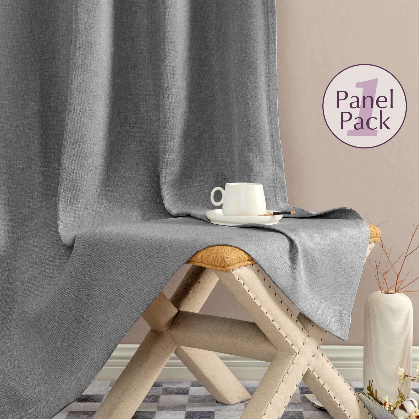 JINCHAN Linen Textured Curtains for Living Room Bedroom Curtains Room ...