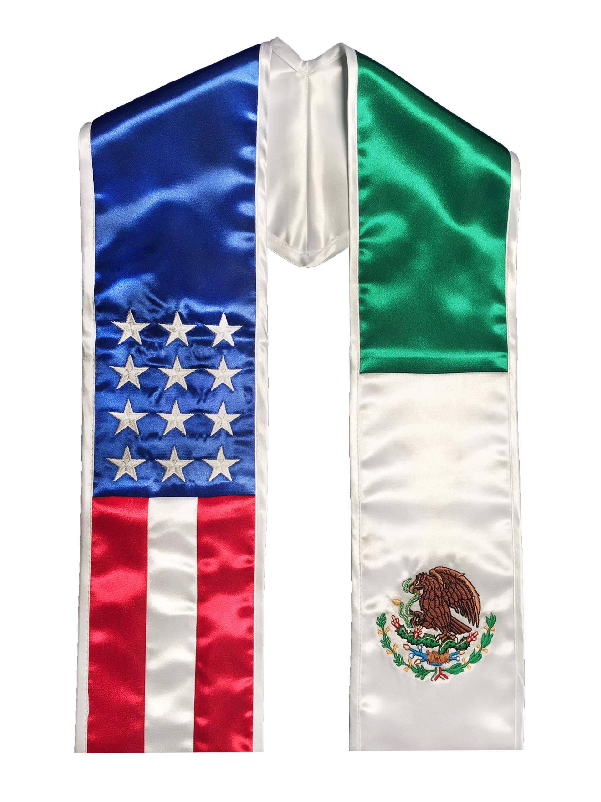 Mexican American Flag Graduation Sash Stole Chicano Heritage - Adult Unisex - Made in USA