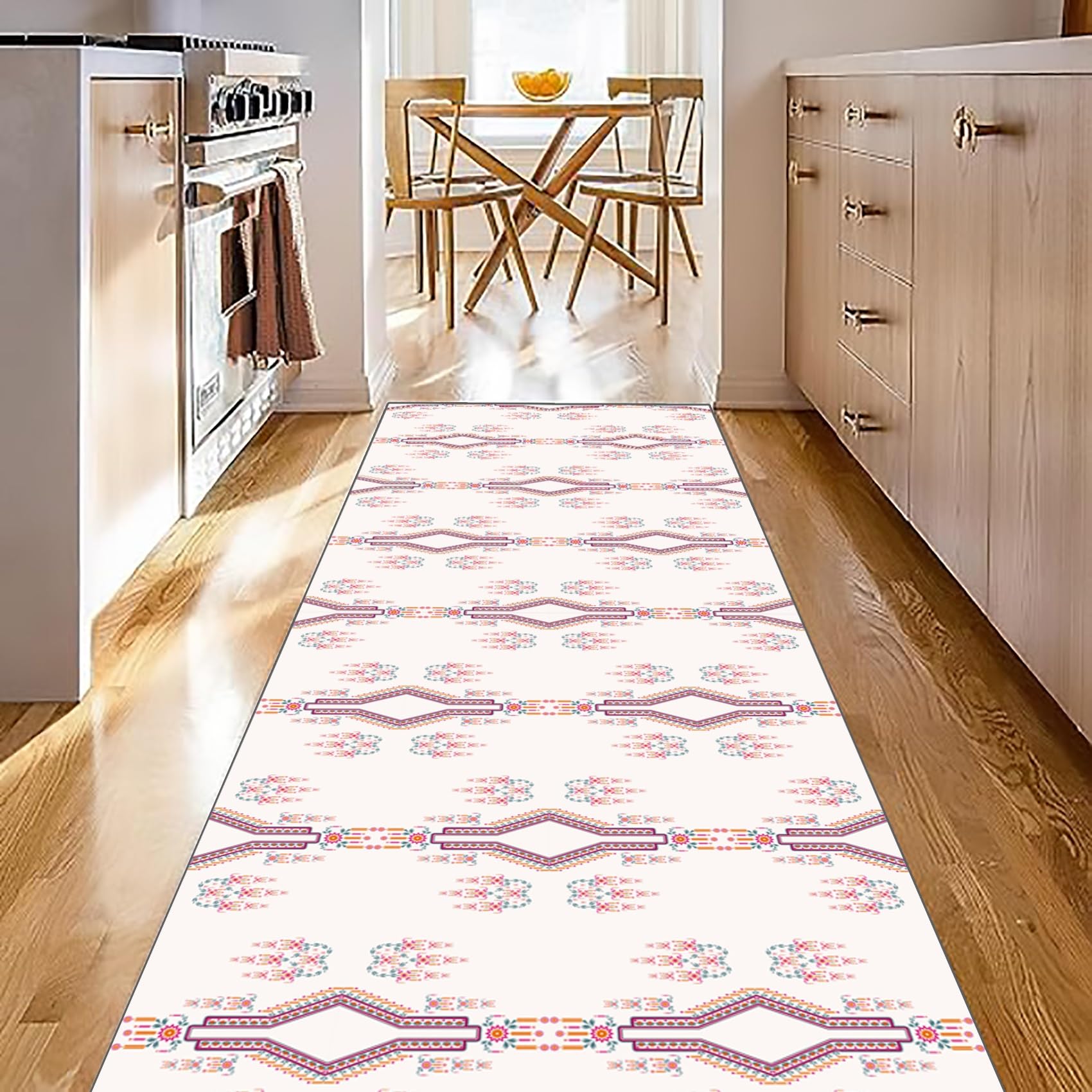 Tappeti Runner 100 x 300 cm Resistente all'olio Durevole Nuova Passatoia con Fondo Antiscivolo per Interni ed Esterni, Rosa
