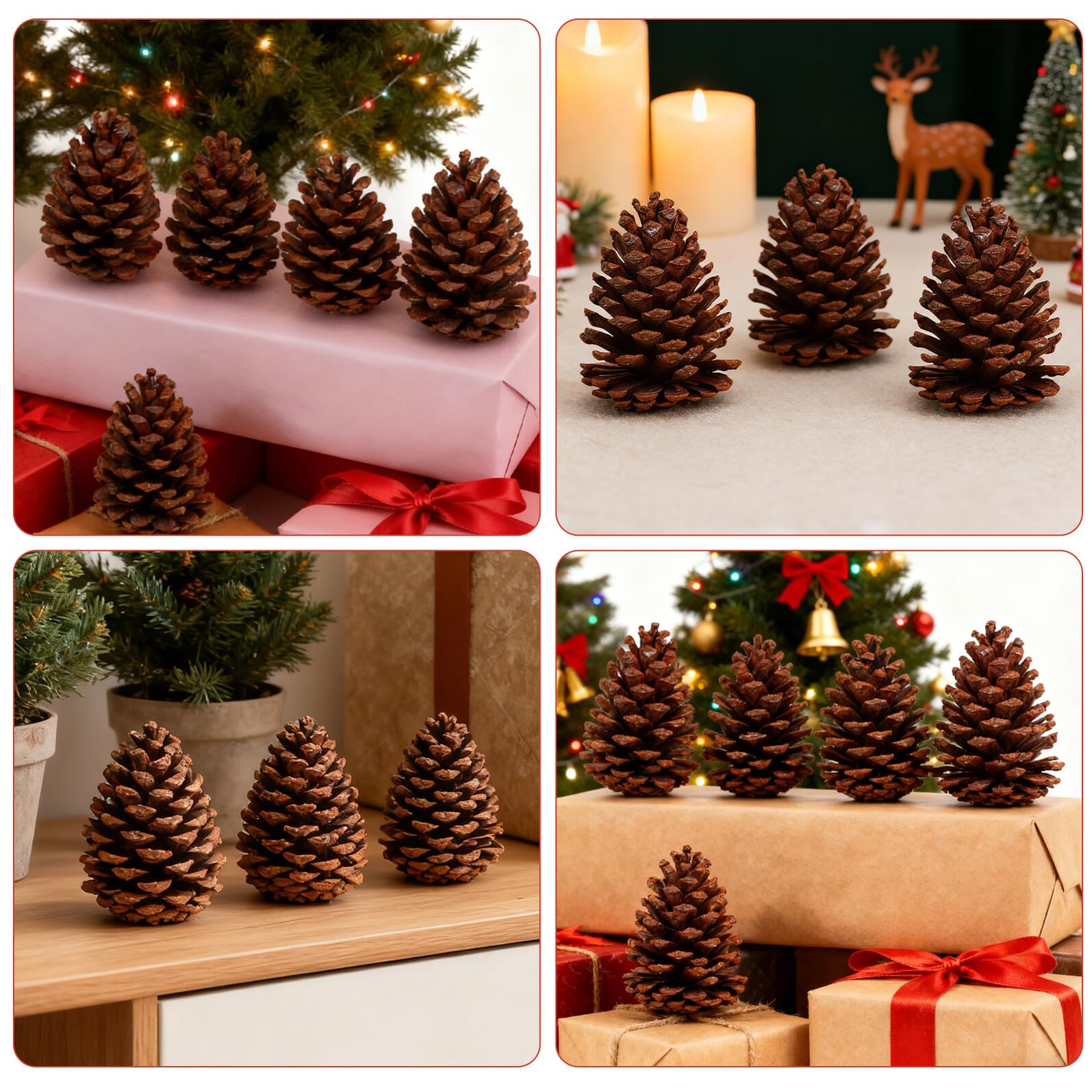 Weihnachtsbaumschmuck Kiefernzapfen 6 Stück Tannenzapfen Naturzapfen zum Basteln und Fotorequisite für Herbstdeko und Selbstgemacht