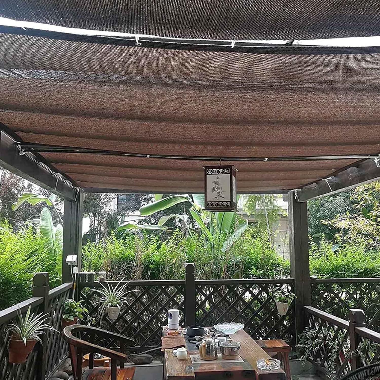 Jolan Shade Netting Brown,Shade Cloth for Plants,Sunblock Shade Net,Greenhouse Shading Net,Shade Sail,Shade Mesh Tarp,Breathable Awning,Sun Protection Fabric,with Grommets,Brown-5x8m(16.4 * 26.2ft)