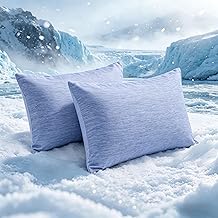 Cooling Pillow Case ARC-Chill, Marchpower 2 Pack 40 x 80 cm with Japanese Cooling Fibre Q-MAX>0.5, Breathable, Soft, Anti-Static, Hidden Zipper and 2 Faces, Hair Care - Blue