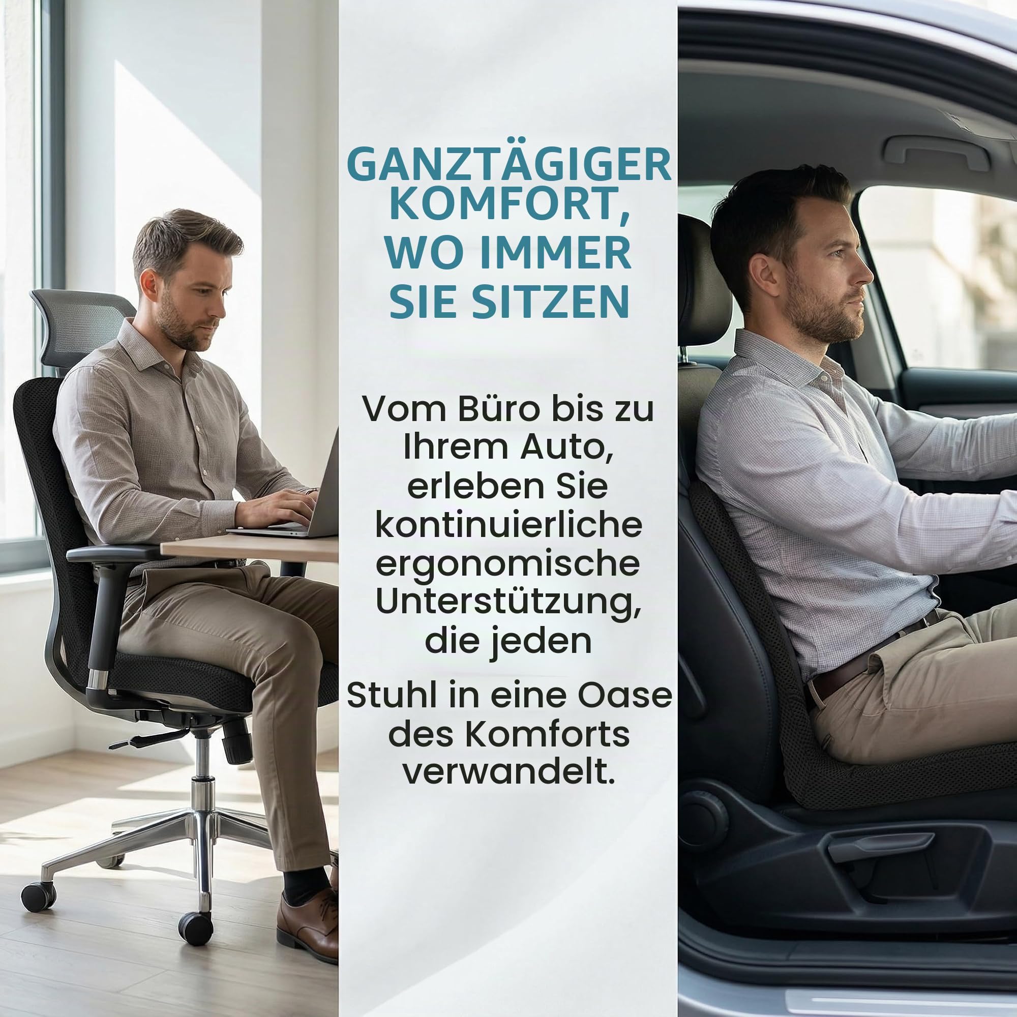 bonmedico Orthopädisches Sitzkissen und Rückenkissen 2-in-1 | ergonomische Lordosenstütze mit hochflexiblem Schaumstoff für Bürostuhl, Auto und Zuhause, Ideal als Keilkissen