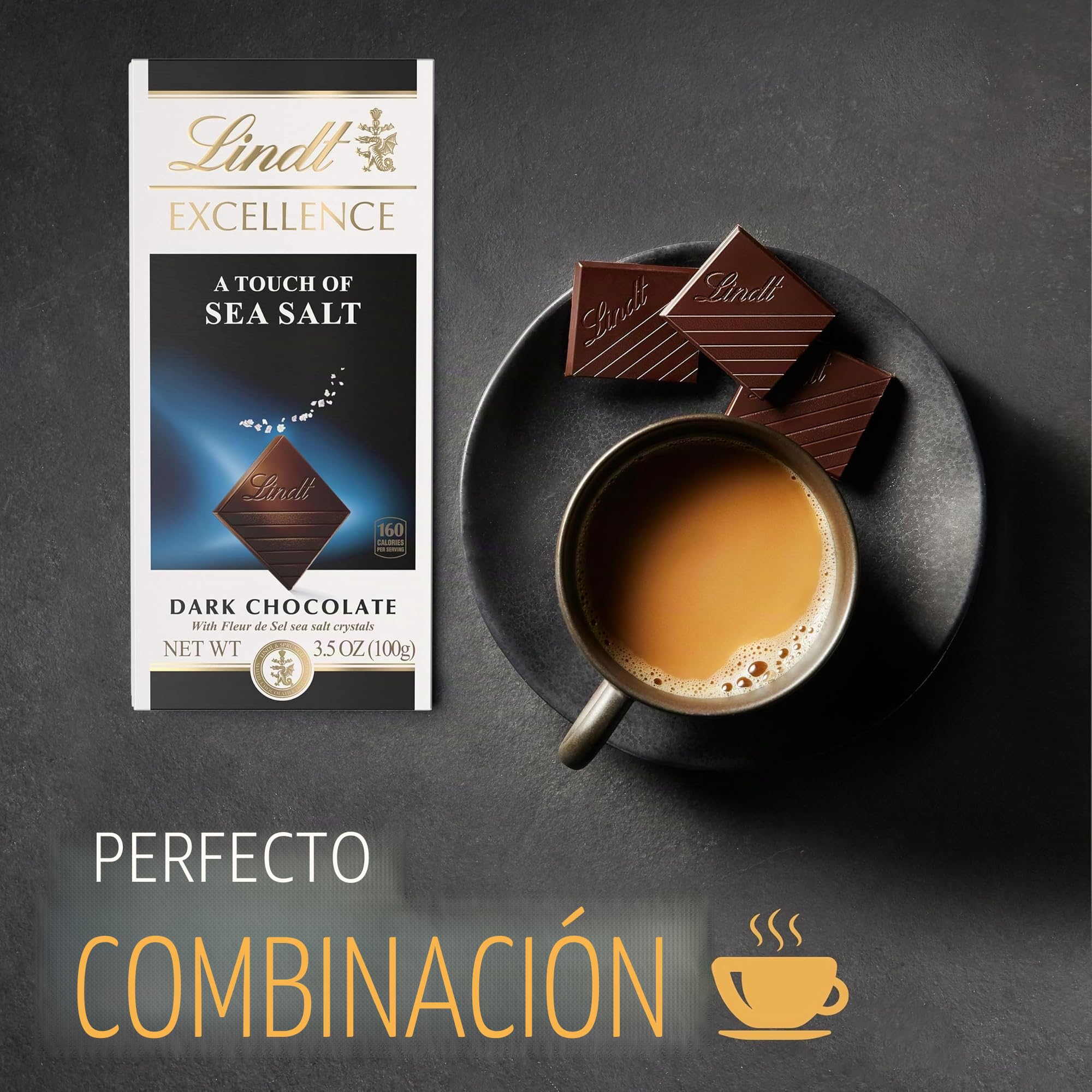 Lindt Excellence A Touch of Sea Salt Dark Chocolate Bar, 3.5-Ounce Packages (Pack of 12)