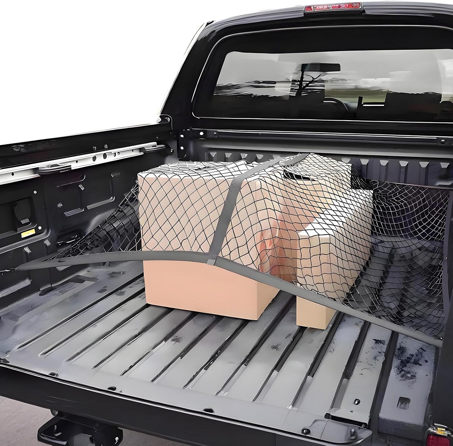 BAILALIBO Cargo Net Stretchable, Adjustable Elastic Trunk Mesh Nets with Metal Hook Universal for Pickup SUV, Trucks, Car Exterior Accessories for Secure Storage (48x48 Inch)