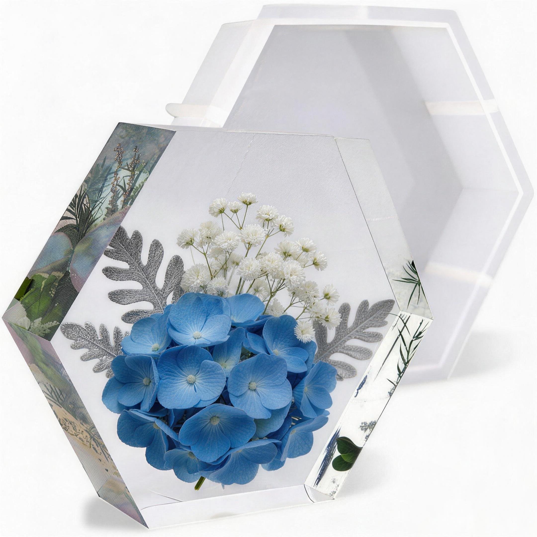 Silicone Mold Hexagon, Resin Moulds, Preserve Flowers Kit Resin Mold, DIY Handmade Crafts Flowers Preservation Souvenir Wedding Anniversary (Hexagon)