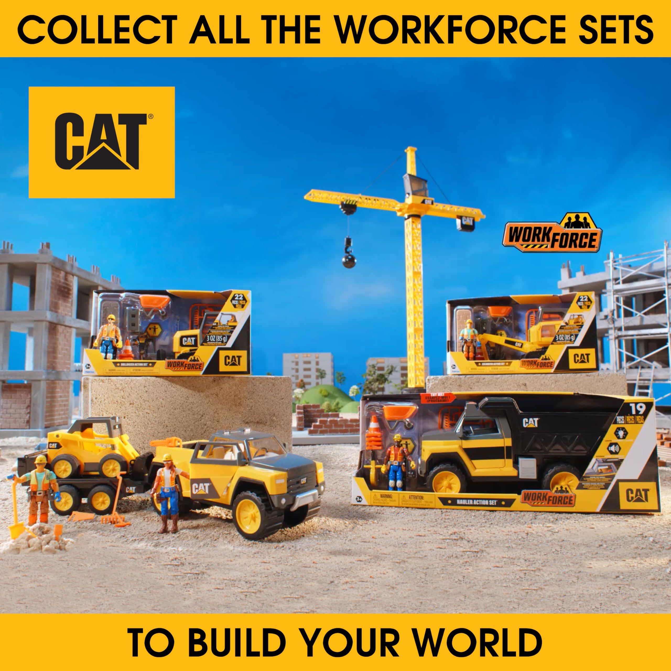 CATERPILLAR ミニカー 4台セット 1:87 Cat Earth Mover Playset (includes interlocking landscape base
