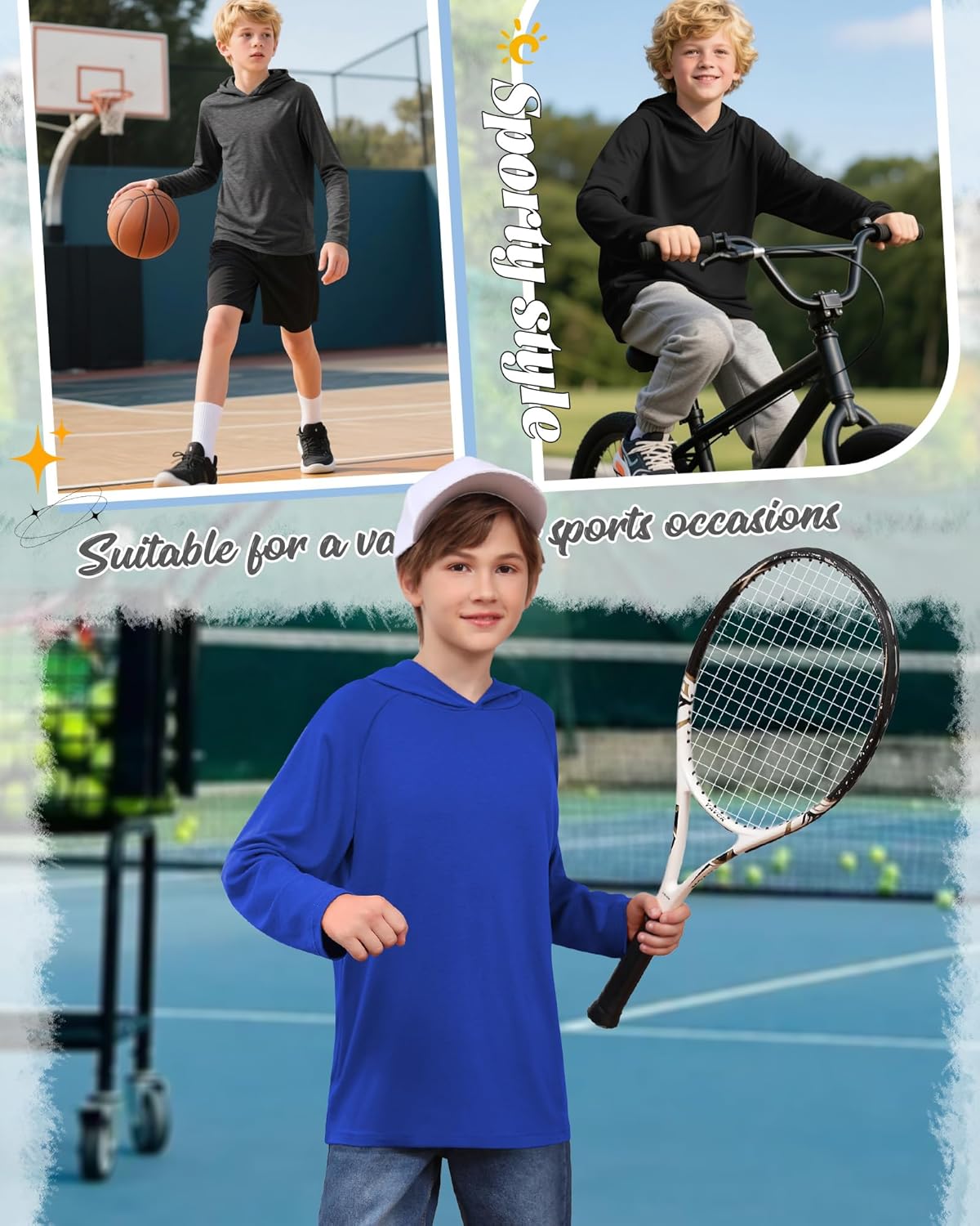 3 Pack Boys Hoodies Kids Long Sleeve Athletic Workout Cotton Blend Sweatshirts Casual Pullover Shirts(ages 6-18) - Image 6