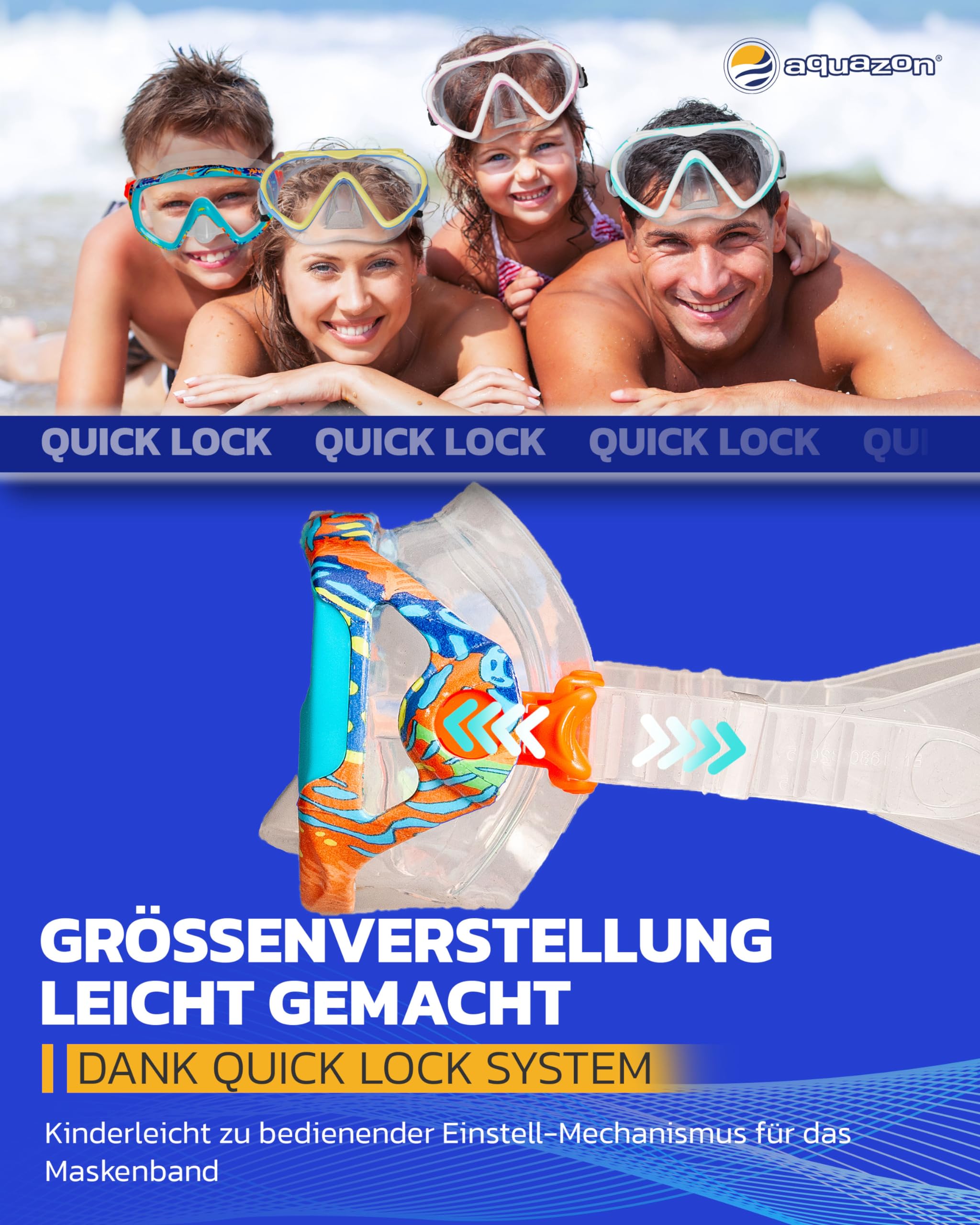 AQUAZON ELBA Schnorchelset, Tauchset, incl. Taucherbrille und Schnorchel für Kinder, Jugendliche von 7-14 Jahren und Damen, Farbe:Coral