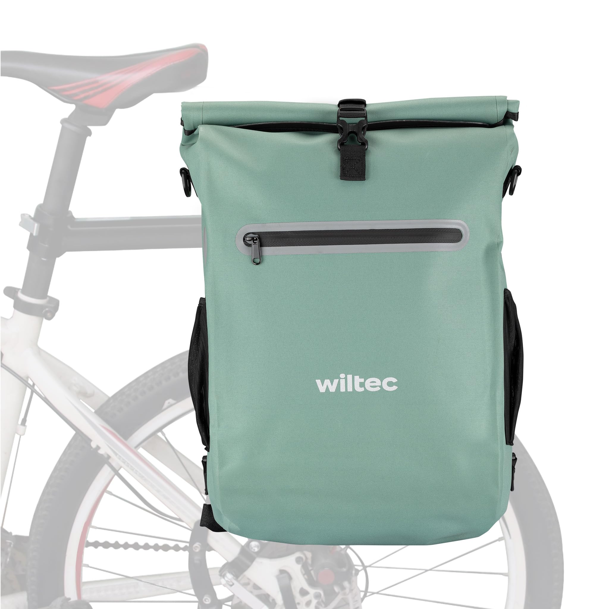 WilTec Pannier Bag in Green, 20 Litre Capacity, Bike Bag Made of Water-Resistant and Robust Material, Perfect for Long Bike Rides, Days Out and Commuting to Work
