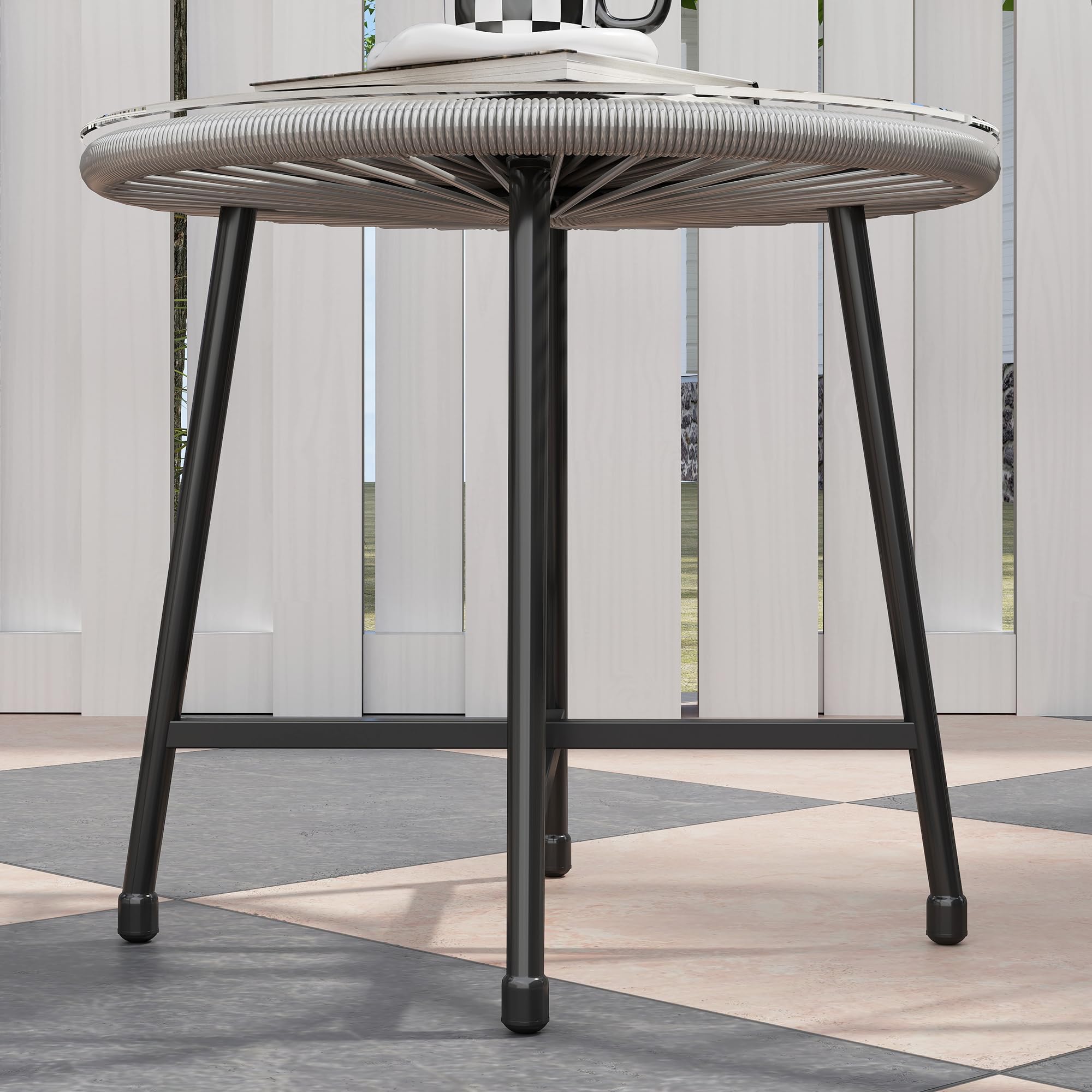 Outsunny Polyrattan Gartenmöbel Set, Outdoor Lounge Balkonmöbel für 2 Personen, 3-teilig Sitzgruppe mit 2 Stühle, Tisch, wetterfest Gartenlounge für Garten, Terrasse Balkon, Grau
