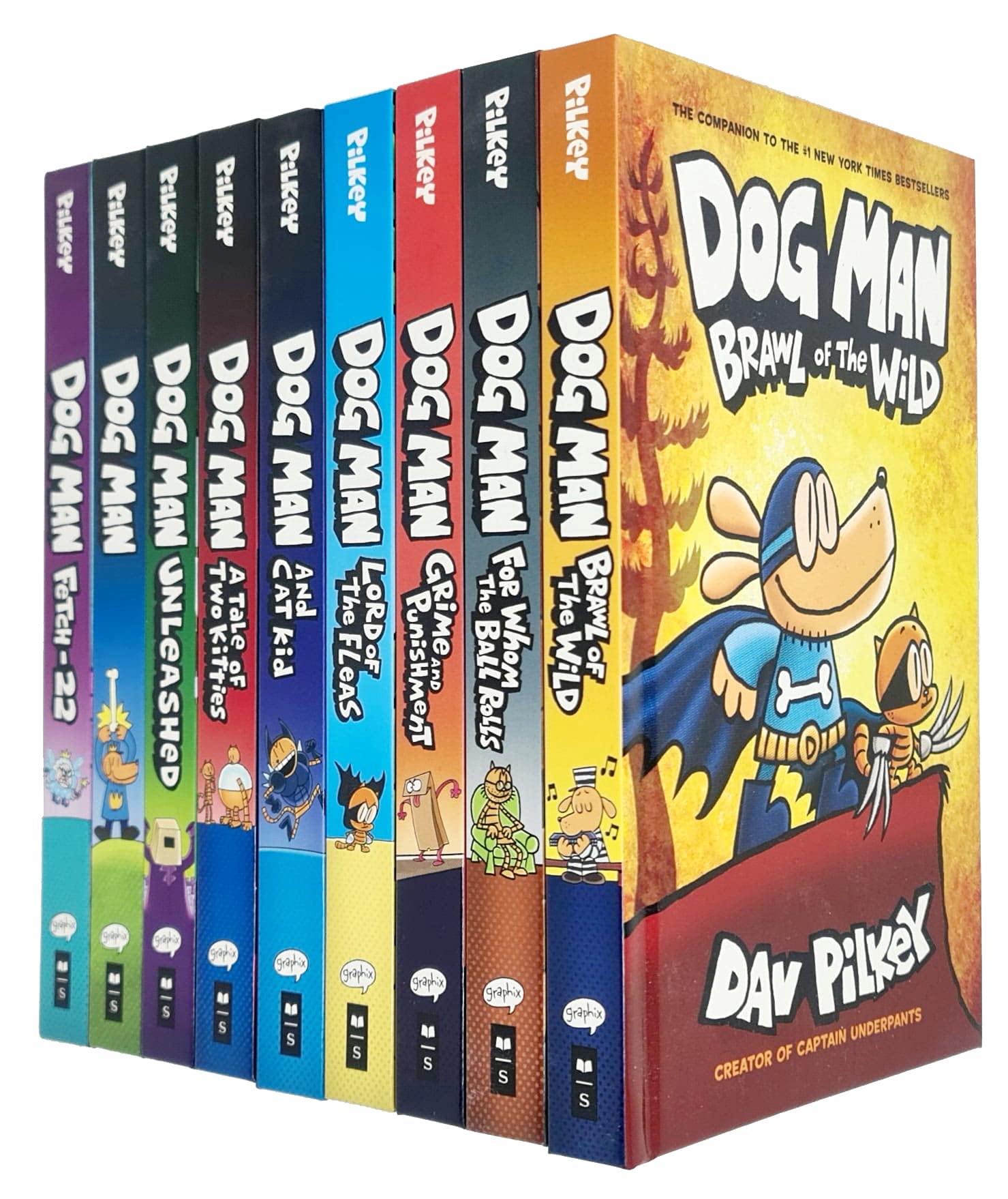 Dog Man Series 9 Books Collection Set (Dog Man, Unleashed, A Tale of Two Kitties, Dog Man and Cat Kid, Lord of the Fleas, Brawl of the Wild, For Whom the Ball Rolls, Fetch-22, Grime and Punishment) Hardcover – January 1, 2020