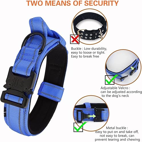 Miniatura 6 de KCUCOP Collar táctico para perro con asa, collar militar ajustable para perro con hebilla de metal y parches, collares de perro resistentes para