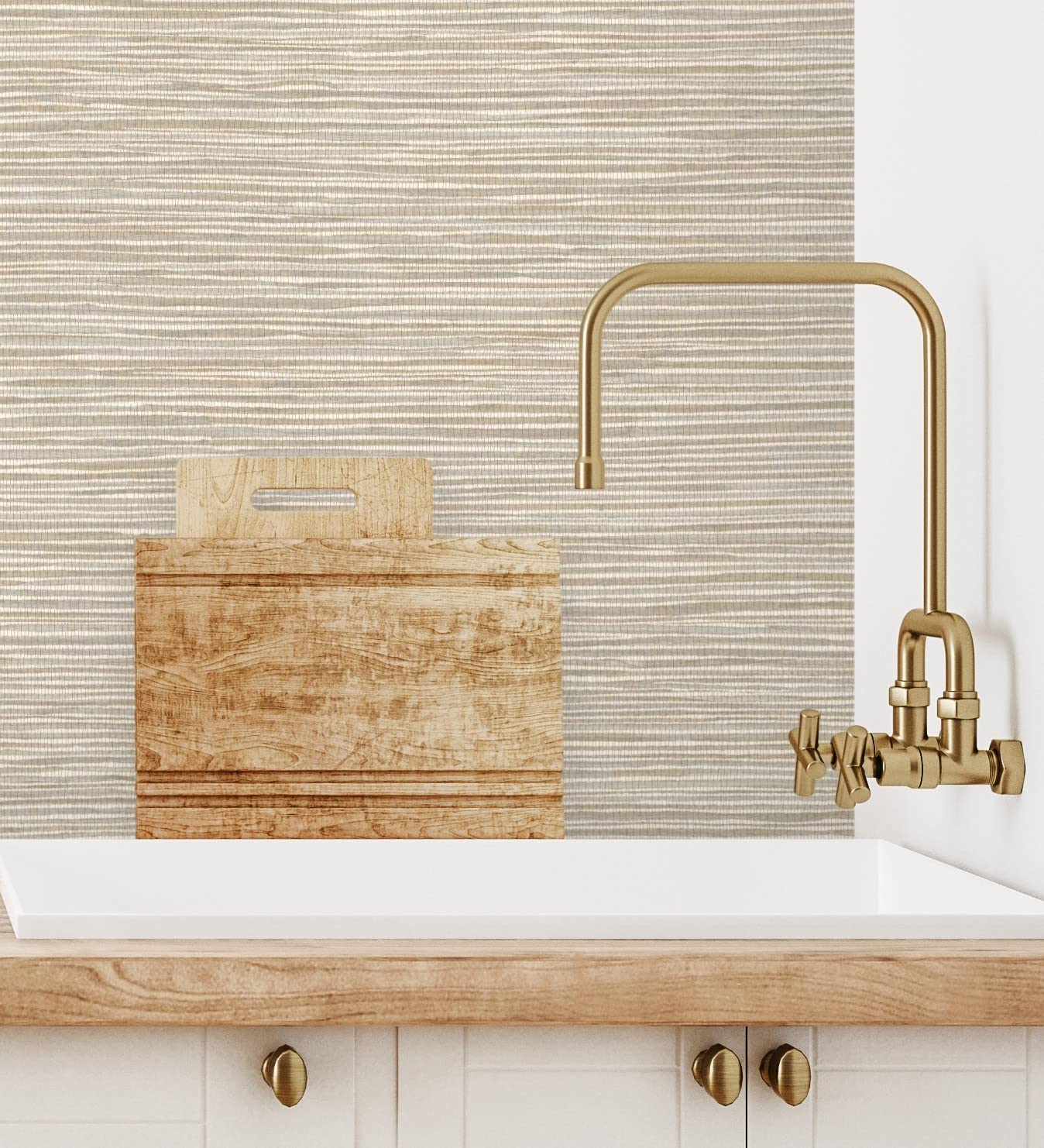 GAULAN 681837 - Papel pintado vinílico ecológico con textura de fibras de cáñamo fondo beige claro para pared salón cocina baño pasillo mueble - Rollo de 10 m x 0,52 m