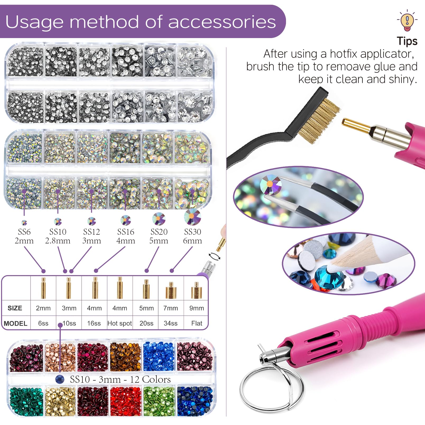 DIY Rhinestone Applicator Kit - 4600 Crystals & Patterns -4