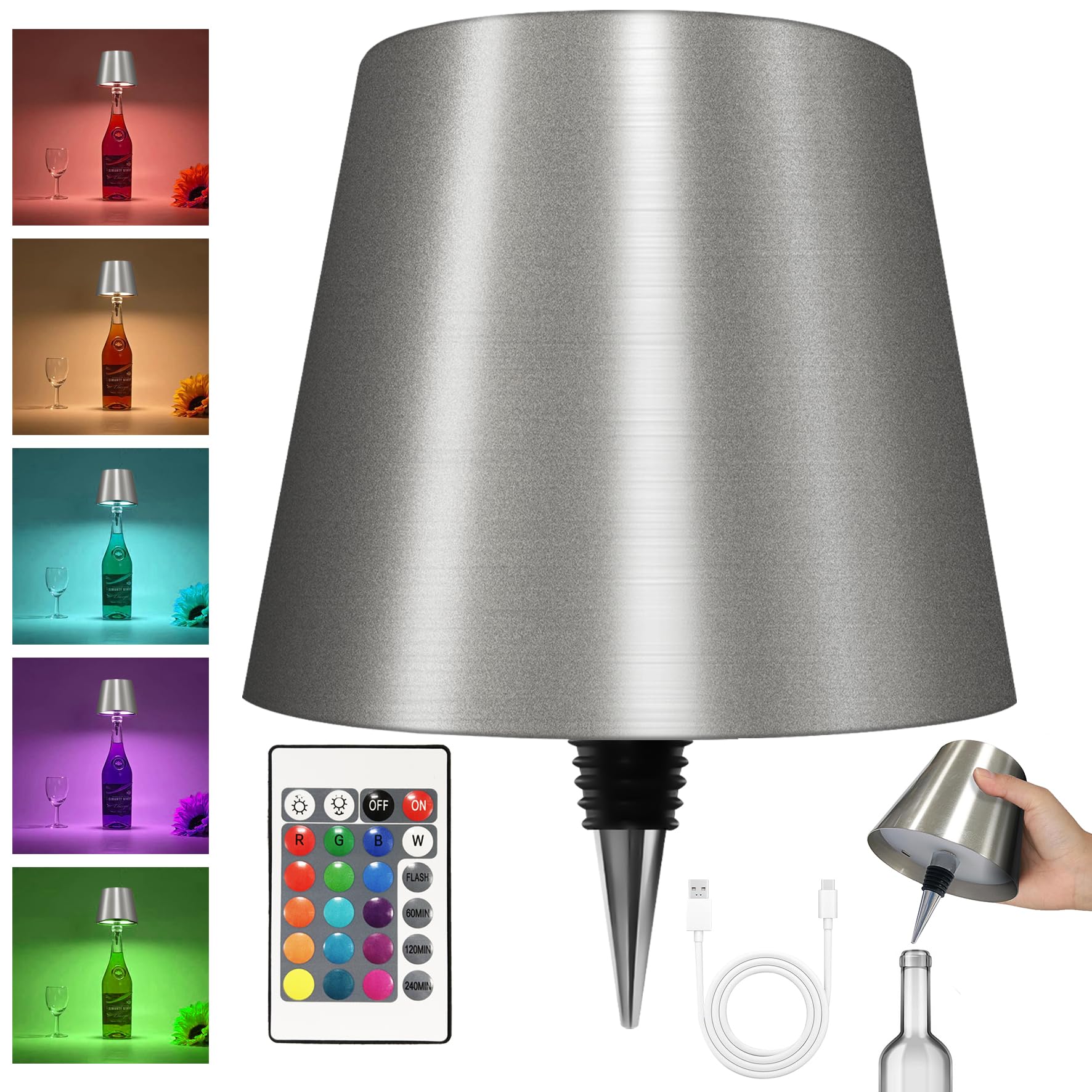 2025 New Wireless Bottle Lamp - LED Bottle Lights for Liquor & Wine Bottles, Cordless Lampshade, Whiskey Bottle Top Light, Bottle Stopper Night Light