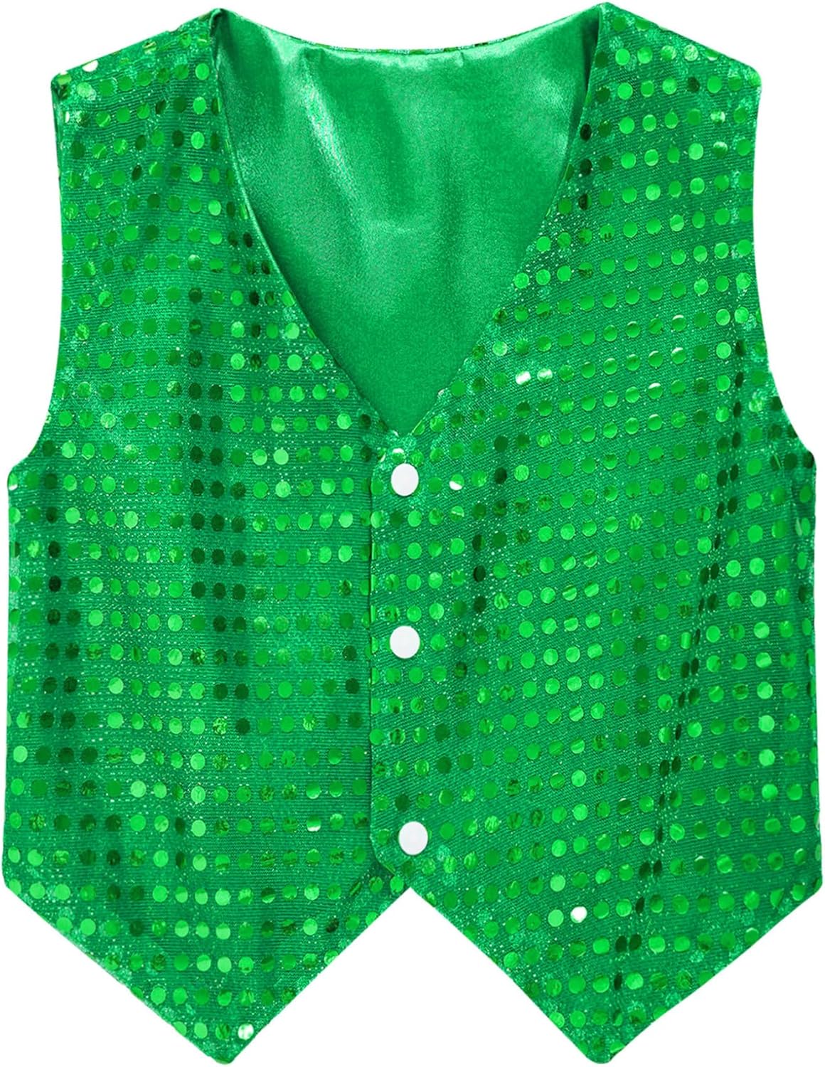 Alvivi Boys 7-14 Gold Sequined Vest, Glittery Hip-hop Jazz Dance