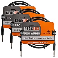 Vista 15 de Gearlux Cable de instrumento/cable de guitarra, 1/4 de pulgada, recto a recto, negro, 25 pies, paquete de 2