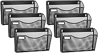 Samstar 6-Pack Mesh Metal Wall File Organizers with Labels - Durable Wall-Mount Holders for Office Home Files