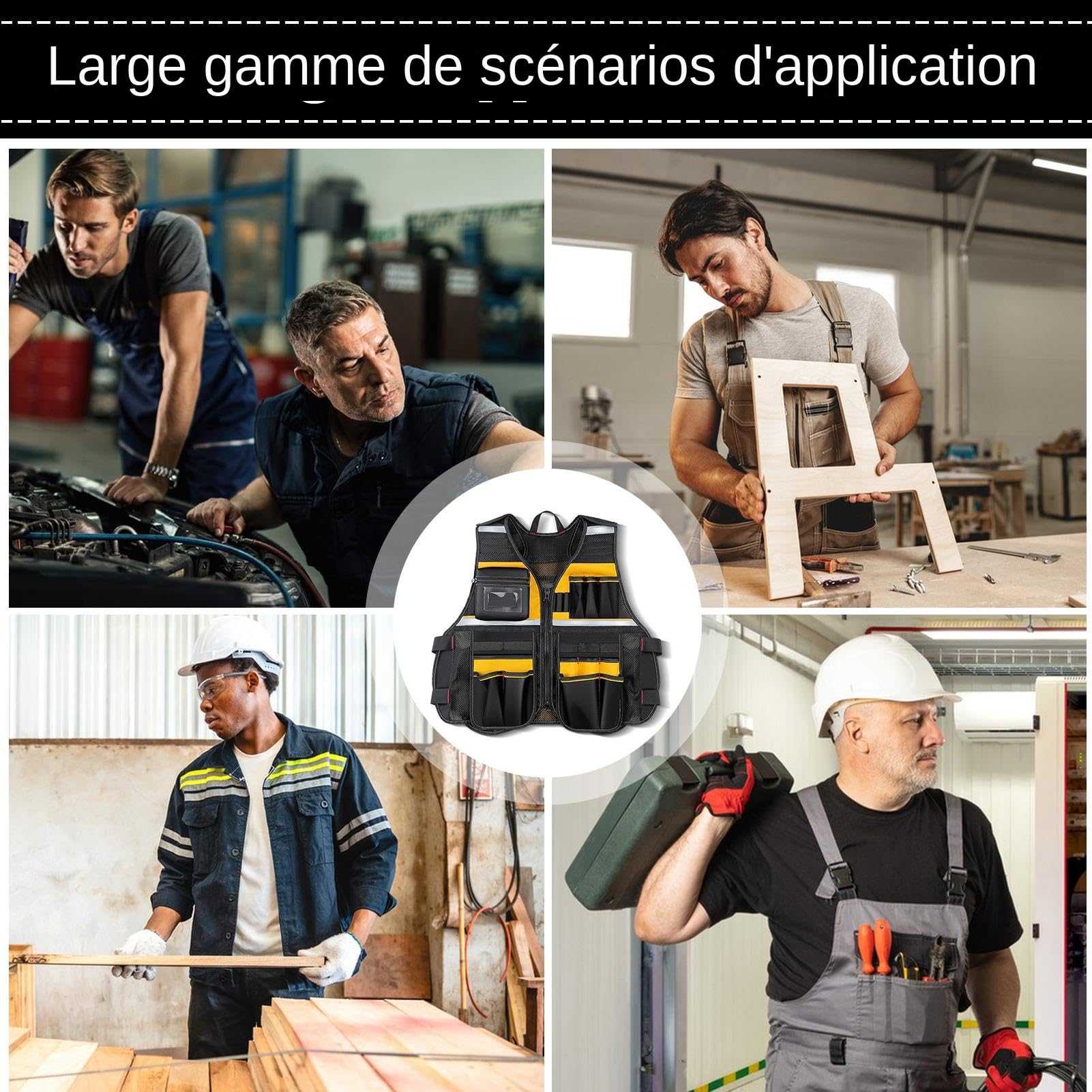 Chaleco De Trabajo Multibolsillos - Talla Ajustable Chaqueta Herramientas | Oxford, Profesional Resistente, Accesorio Con Organización Optimizada Y Correas Ajustables | Hombre Para Electricista