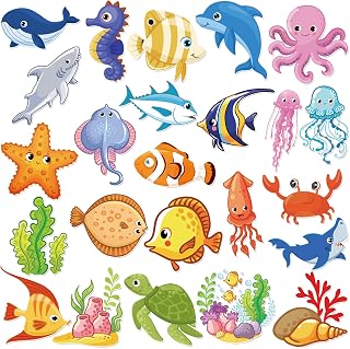 Zhanmai 24 Pcs Ocean Animal Magnets Sea Animal Cruise Door Decorations Magnetic Ocean Cruise Ship Door Magnets Cute Turtle Crab Car Magnetic Stickers for Carnival Refrigerator Fridge Decor