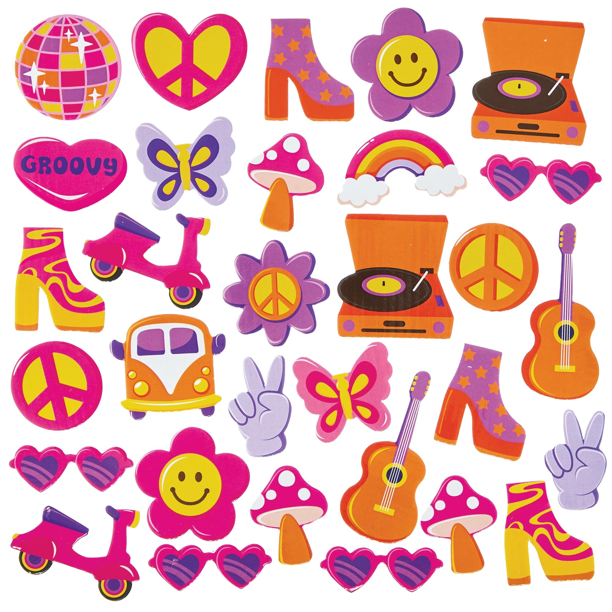 Baker Ross FN570 Groovy Foam Stickers - Pack of 120, Stickers for Kids Arts and Crafts