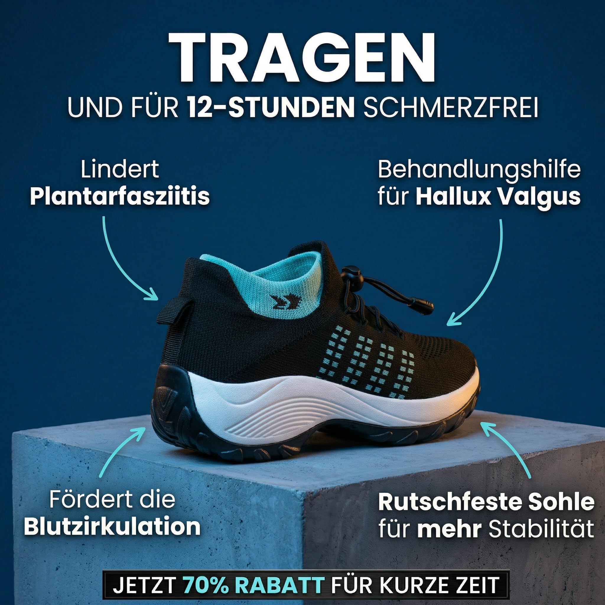 Orthofit Orthopädische Schuhe Damen Sneaker mit Ergonomischer Einlage Schmerzlindernd Atmungsaktiv für Alltag und Arbeit