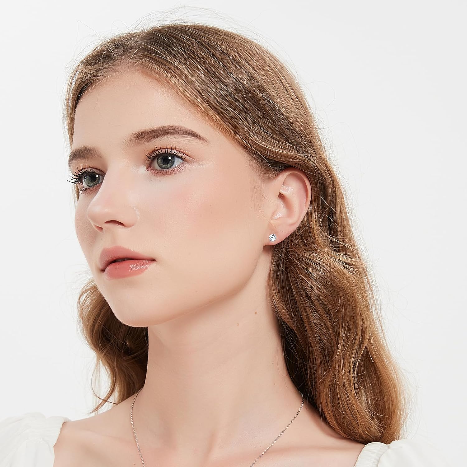 BREN Moissanite Earrings S925 Sterling Silver Imitation Diamond Earrings 18k White Gold Moissanite Earrings for Men D Color Brilliant Round Cut Moissanite Stud Earrings for Women - Image 3