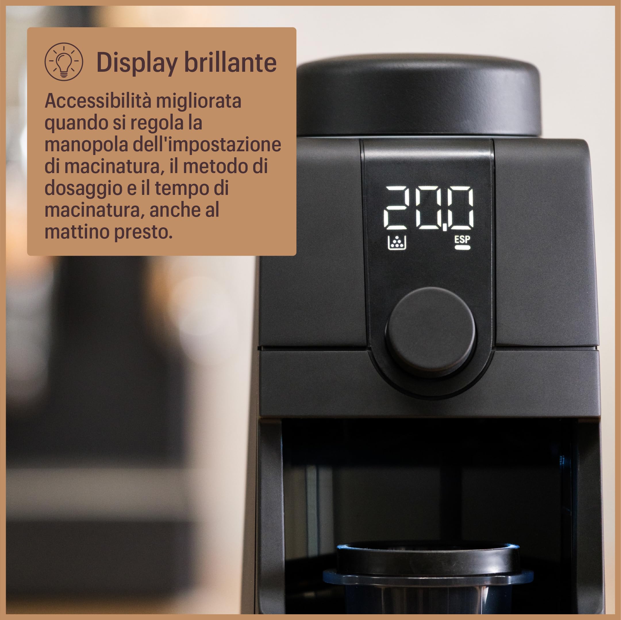 Baratza - Macinacaffè Encore ESP Pro - Regolazione continua, Disco di controllo del flusso, Tecnologia antistatica, Due modalità di dosaggio - Tramoggia 300 g, Macine coniche 40 mm, Facile da pulire