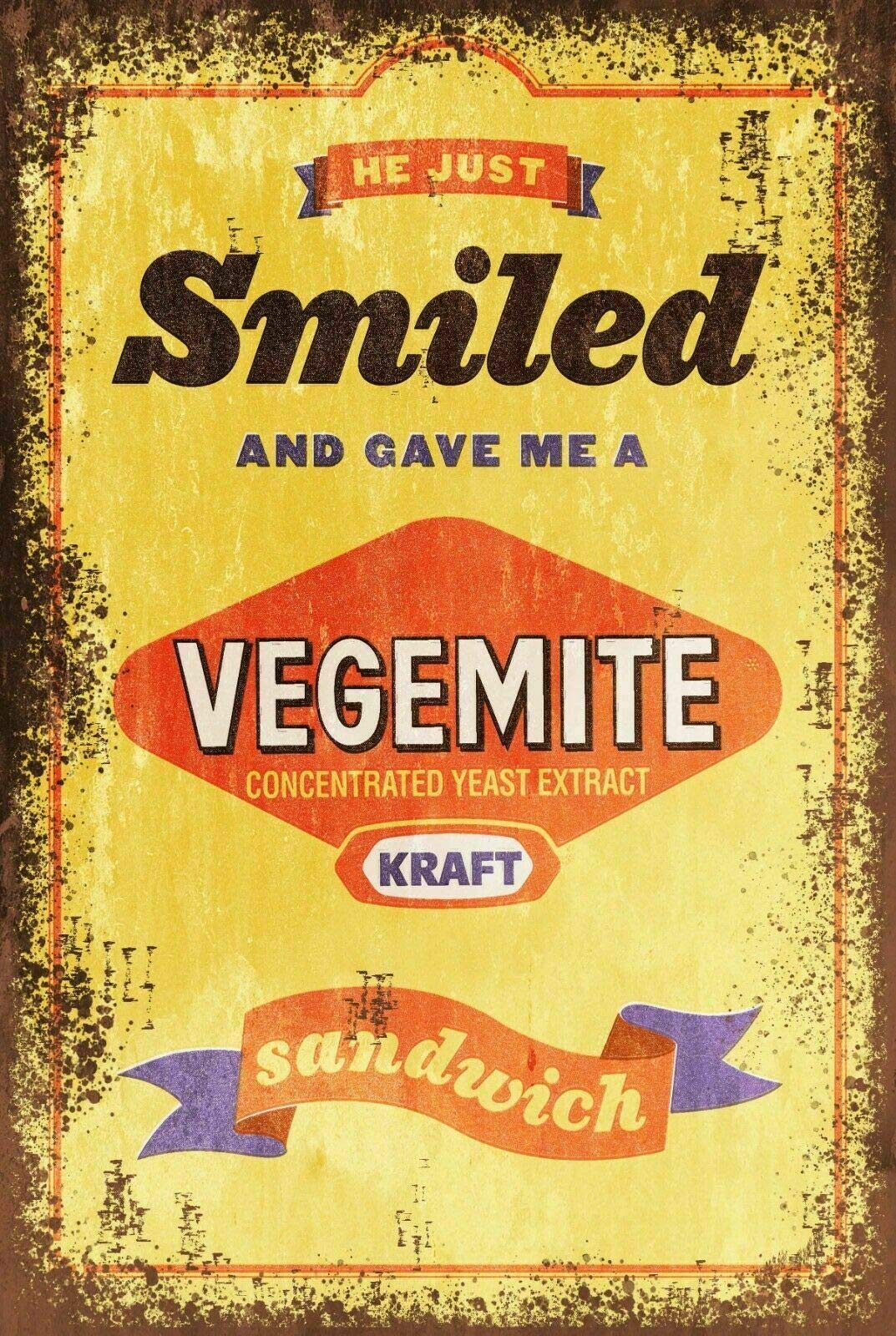 Gqwjksz As Pic Vegemite Sandwich 8X12 Inches Metal Tin Sign Garage Decor Man Cave For Office Home Classroom Bathroom Decor Gifts Best Farmhouse Decor Gift For Friends